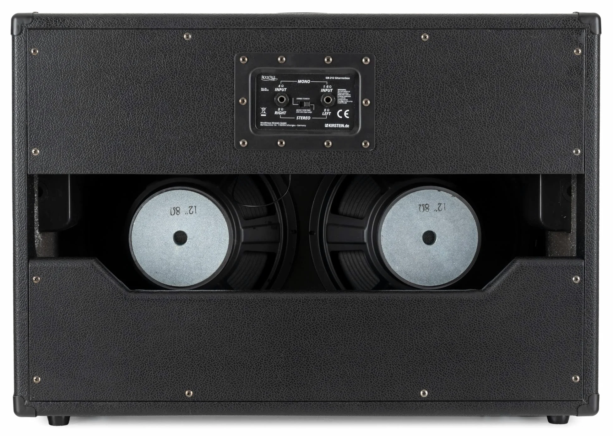 Rocktile GB212 Cassa per Chitarra - Cabinet per testate chitarra elettrica - 2x 12" speaker - Impedenza: 4, 8 o 16 Ohm - Potenza: 75 Watt Mono / 150 Watt Stereo - Ruote staccabili - Nero