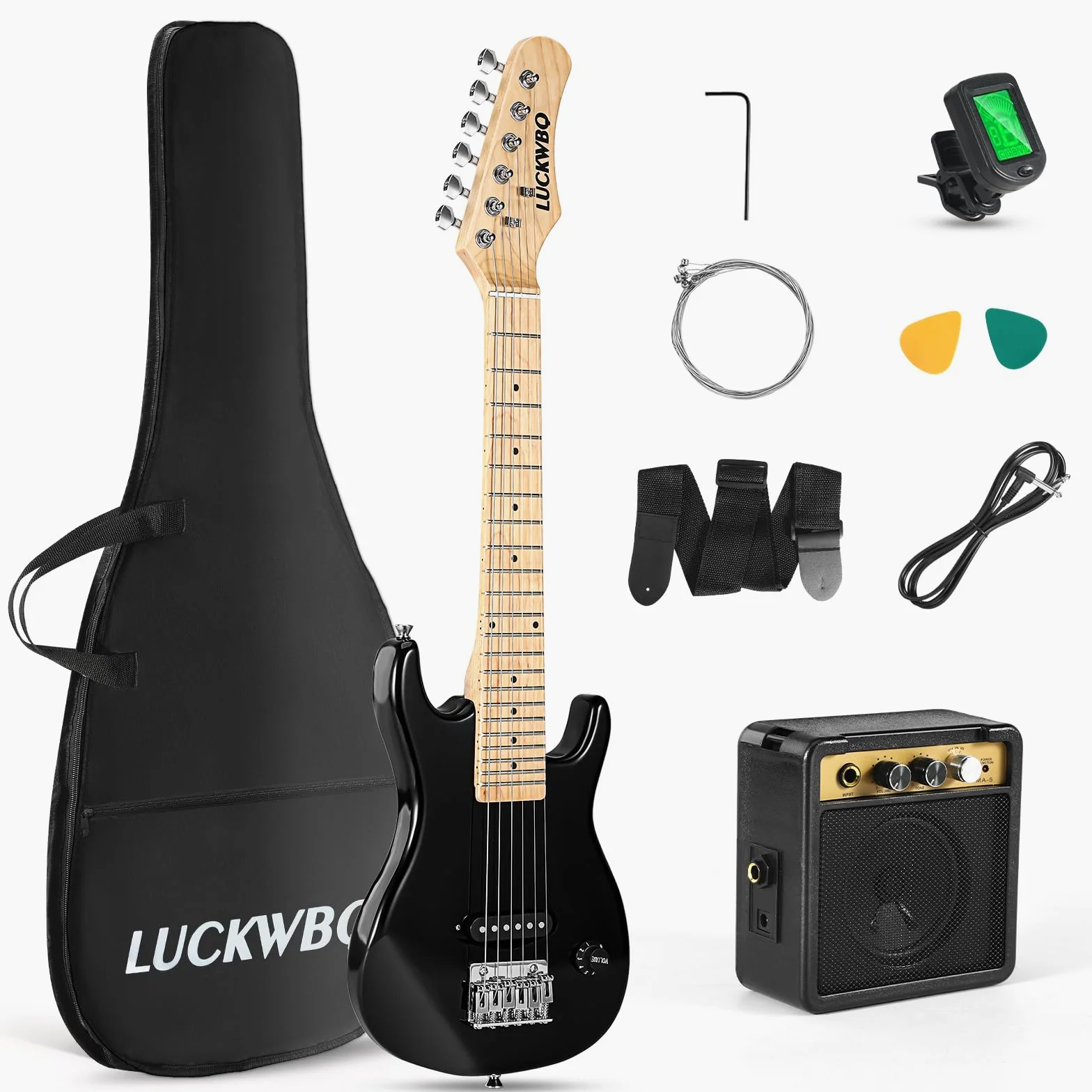 Mini chitarra elettrica per bambini da 76,2 cm, kit per principianti, mini chitarra elettrica per ragazzi e ragazze, starter kit con amplificatore da 5 W, tracolla, custodia, corde