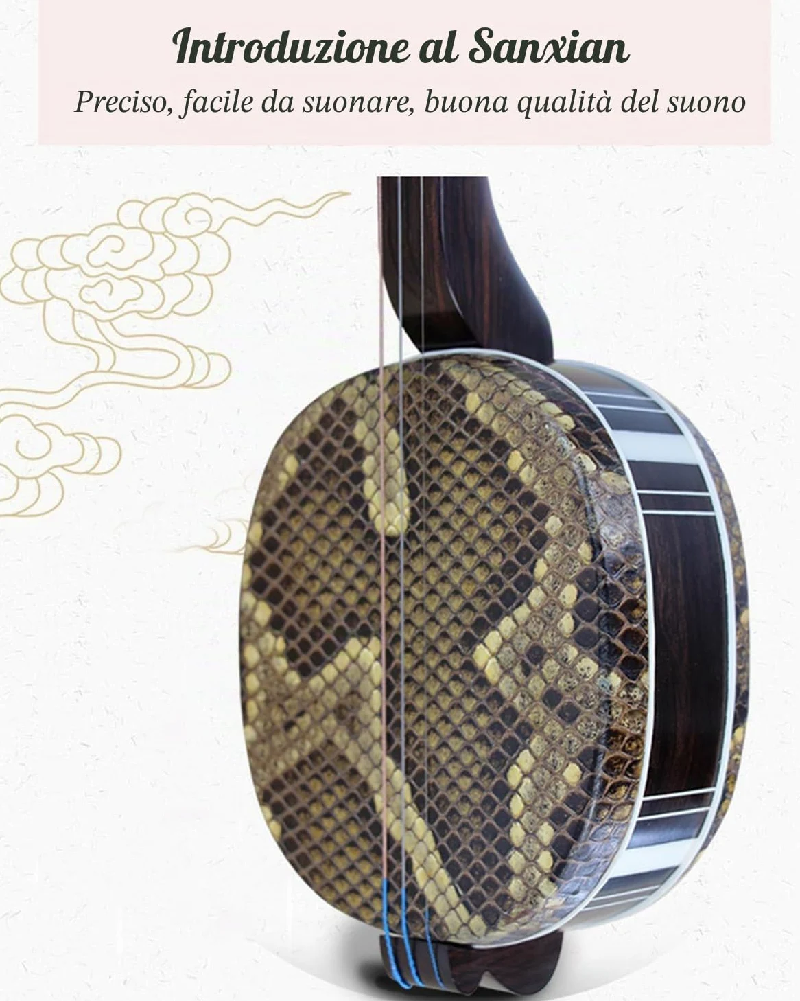 Chitarra Tradizionale Cinese a 3 Corde Sanxian, Strumento Cinese per Principianti, artisti Black S