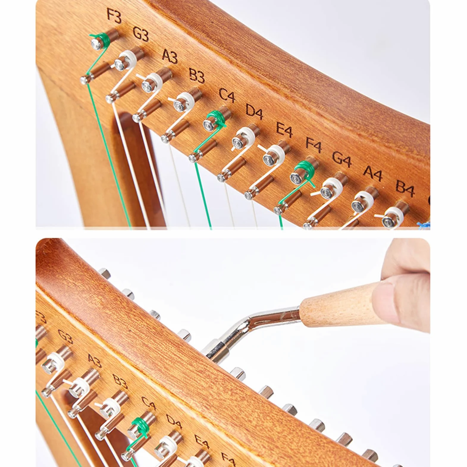 Lira in legno a 19 corde, in mogano massiccio, con chiave per accordatura e custodia, strumento musicale perfetto per principianti e amanti della musica