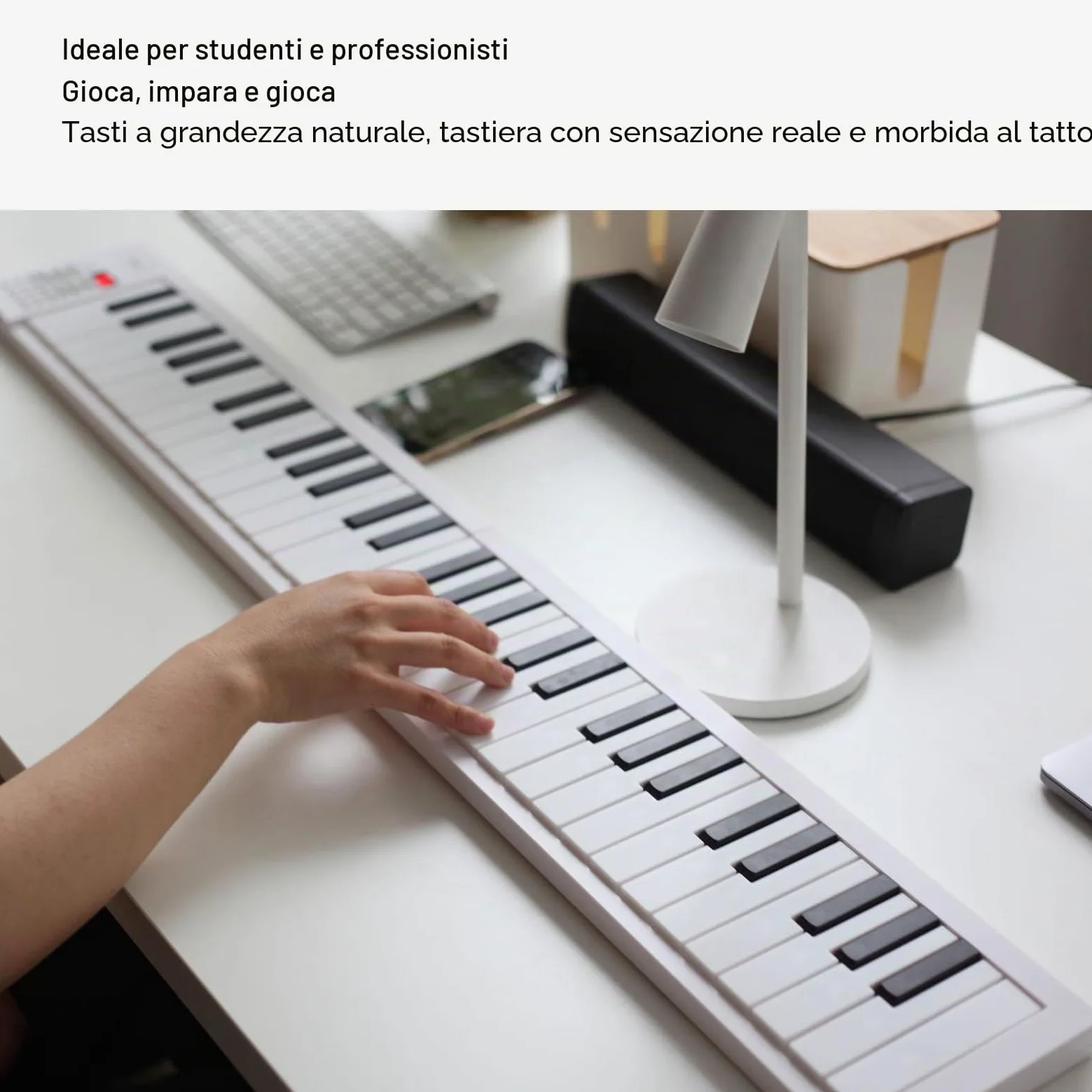 Pianoforte Pieghevole a 61 Tasti, Tastiera Elettrica con Tasti di Dimensioni Standard, Funzione di Registrazione, Tastiera per Pianoforte Digitale per Principianti