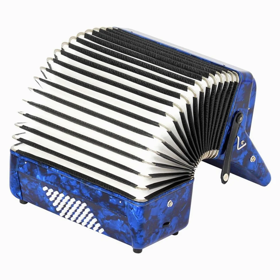 Fisarmoniche, 26 Tasti 48 Bassi Fisarmonica Strumenti a Tastiera Fisarmonica per Principianti Adulti Performance sul Palco con Cinghie Regolabili Custodia (Color : Blue)