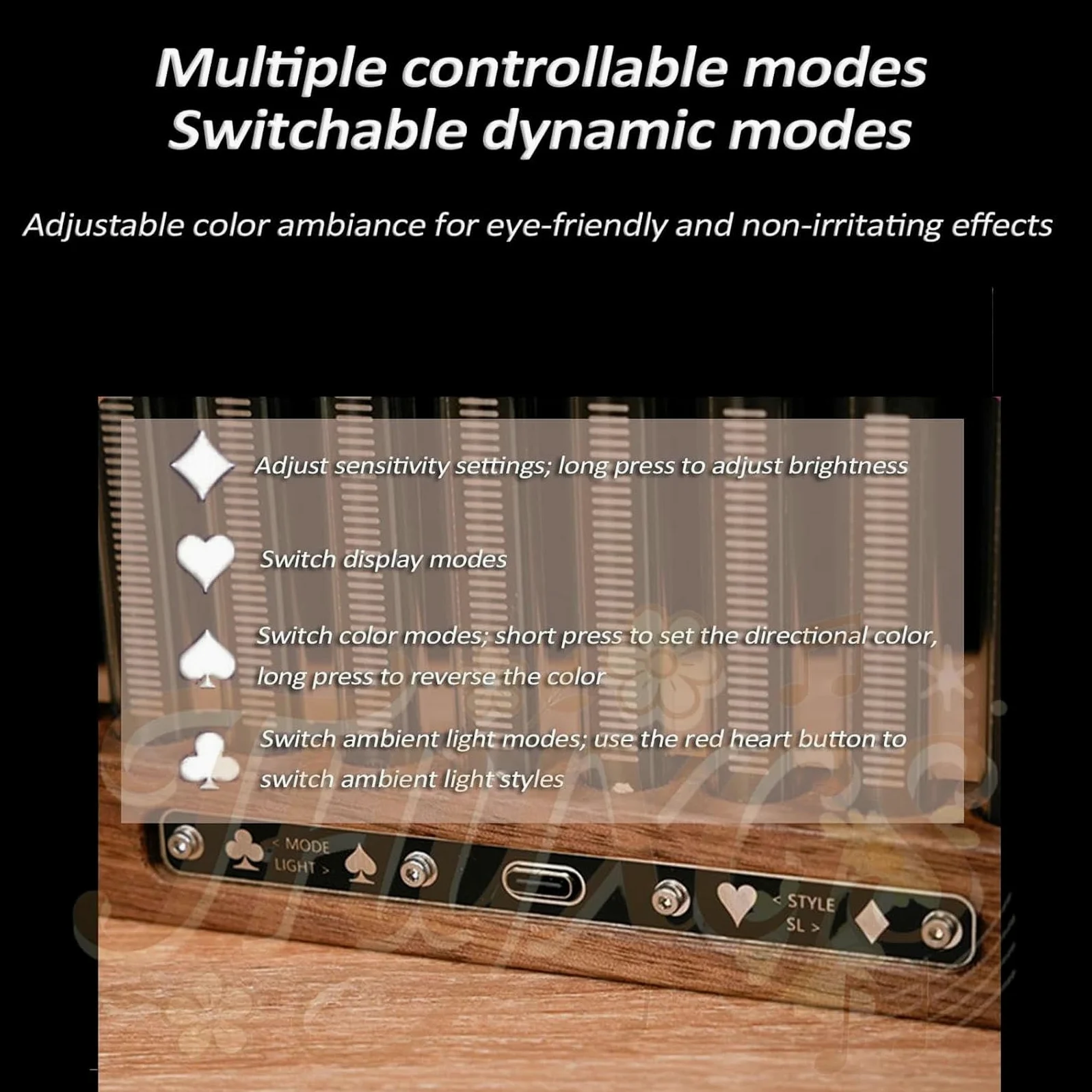 Lampada analizzatore di spettro audio, display RGB per pickup audio, luce tubolare Nixie musica, pickup microfono ad alta sensibilità, 7 modalità preimpostate, perfetta per gli appassionati di musica
