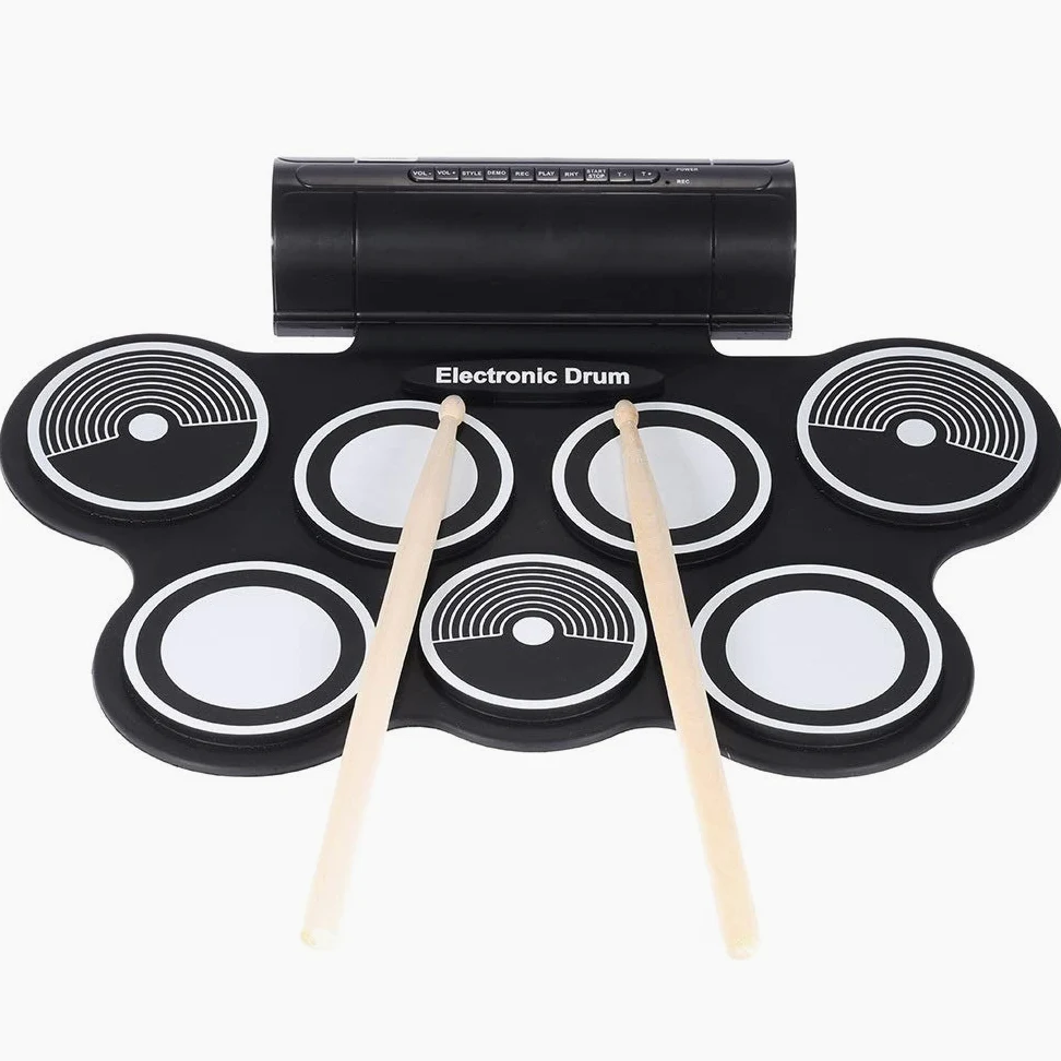 Batteria Elettronica Silicone Electronic Drum Pad Kit Portatile Digital USB Roll-up con Pedale da Pedale Drumstore Pieghevole Batteria Elettrica