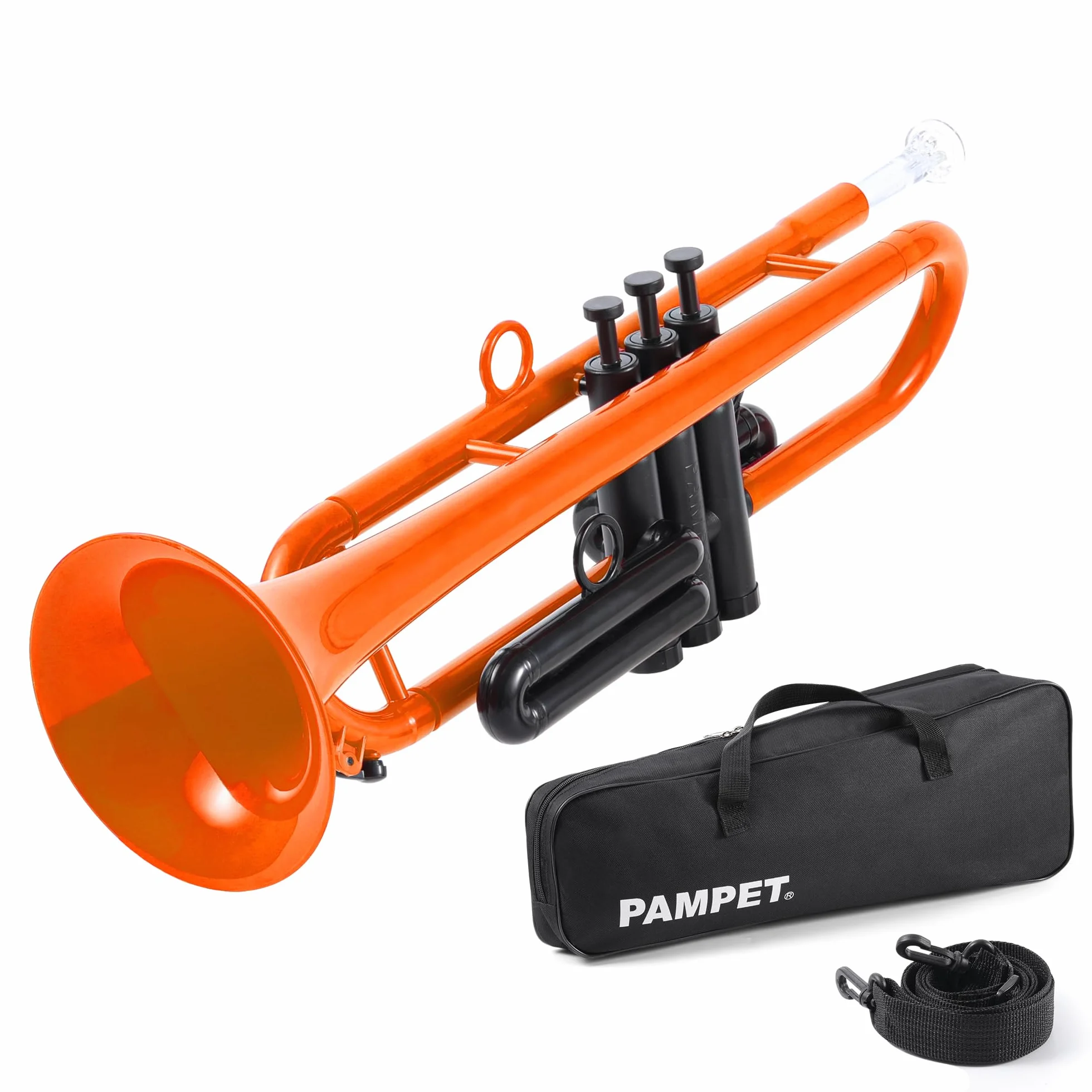 PAMPET Tromba professionale in Sib in plastica per studenti principianti con bocchino 7C e bocchino 3C strumento tromba in Sib arancione