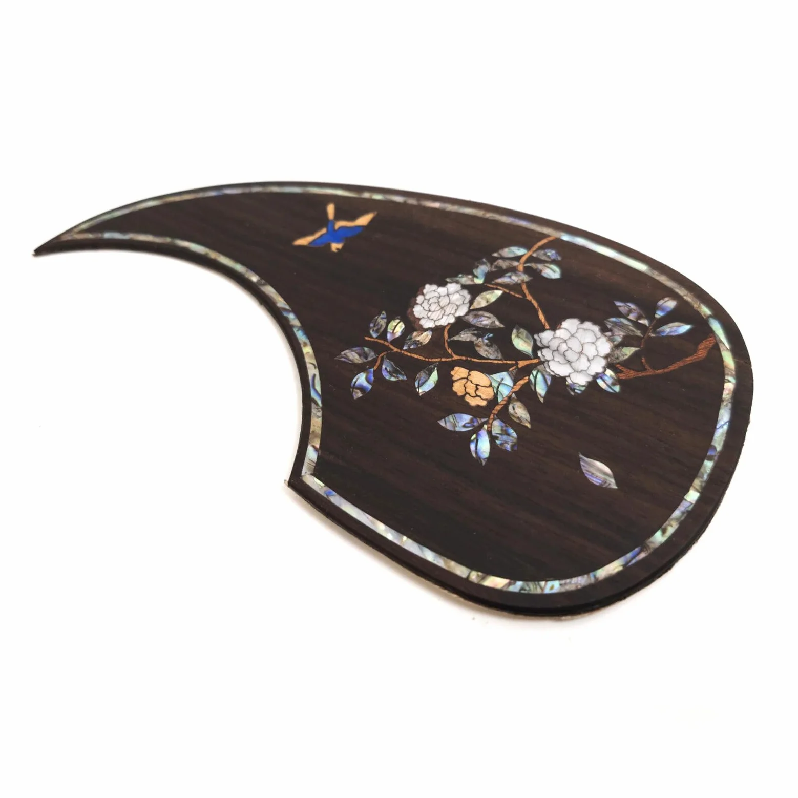 Battipenna per chitarra acustica in palissandro intarsiato intarsiato con fiore di abalone per Martin D-45, piastra di ricambio autoadesiva (palissandro-A)