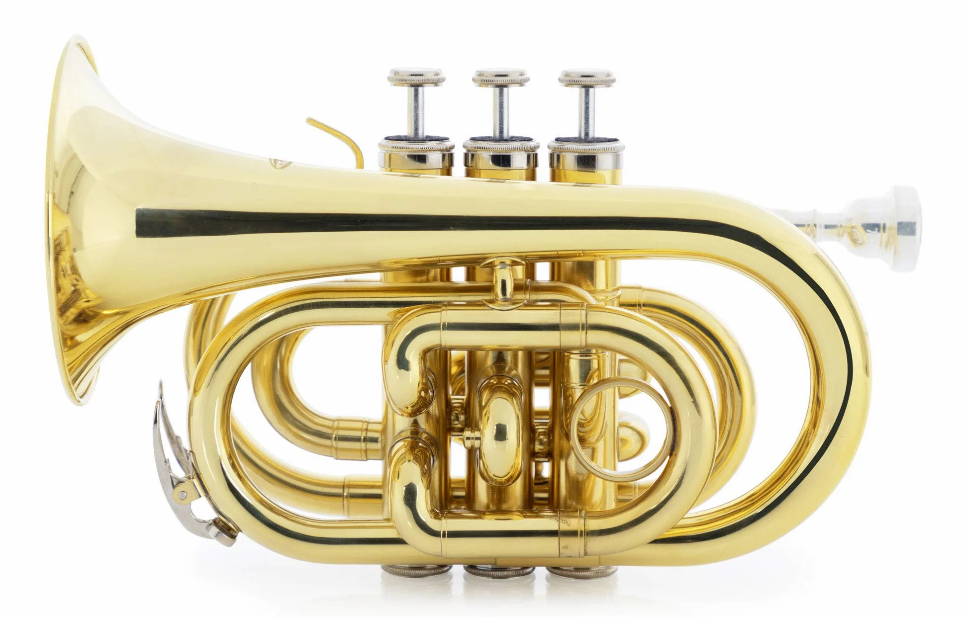Classic Cantabile Brass TT-500 Tromba Tascabile in Sib Ottone - Tromba formato tascabile - Ottone verniciato - Inclusi bocchino e custodia