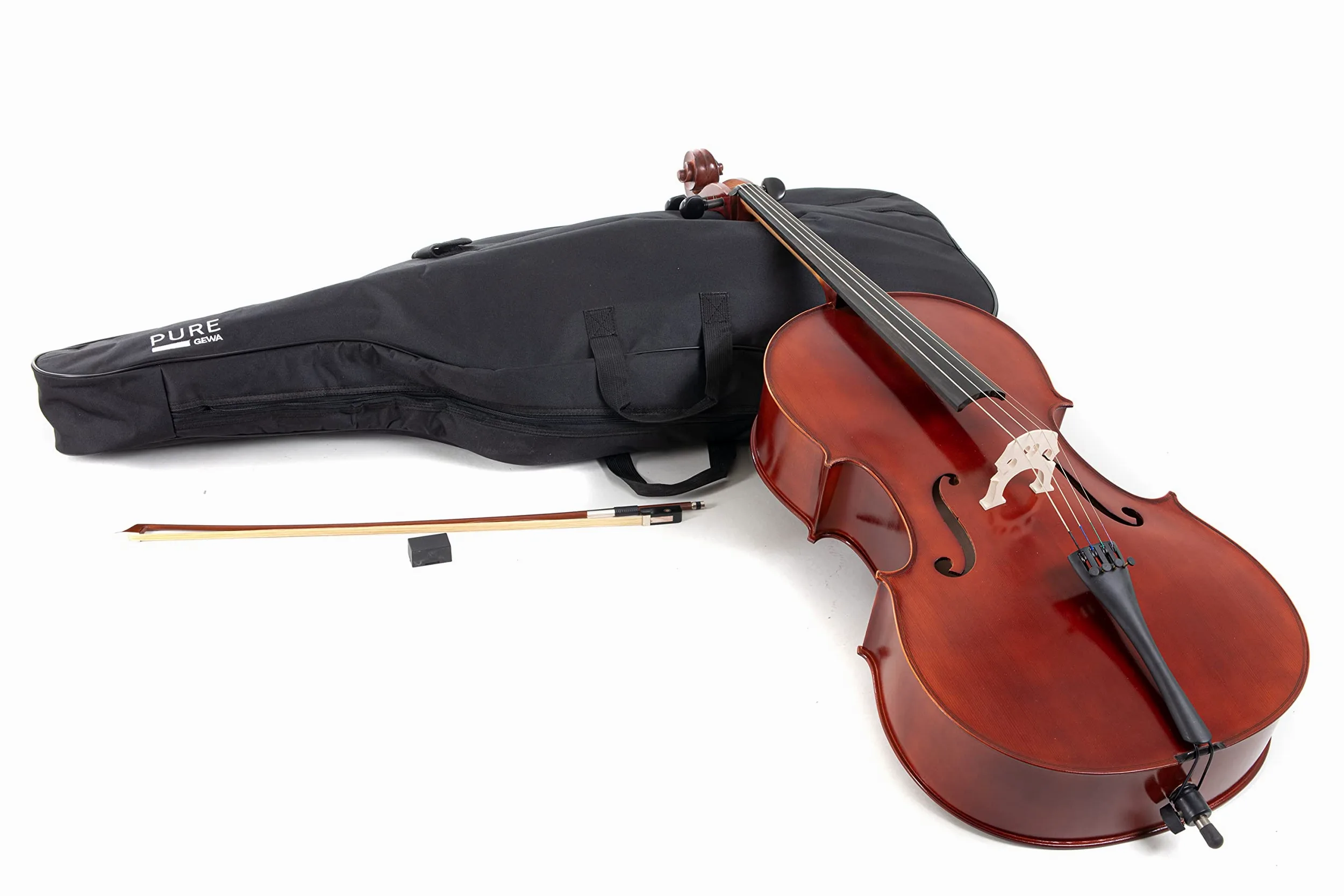 PURE GEWA Set violoncello EW Set in ebano - Violoncello 4/4, Set pronto per suonare, incl. borsa per violoncello, arco, colofonia, cordiera con regolatori di precisione, puntale