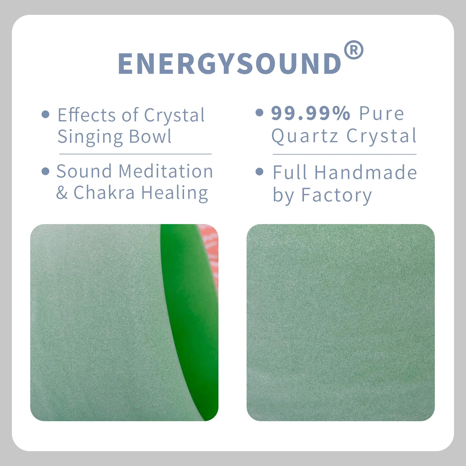ENERGYSOUND 432Hz Perfect Pitch F Heart Chakra Green Colored Crystal Braciere di quarzo smerigliato 25,4 cm_Sound Healing & Yoga Meditazione