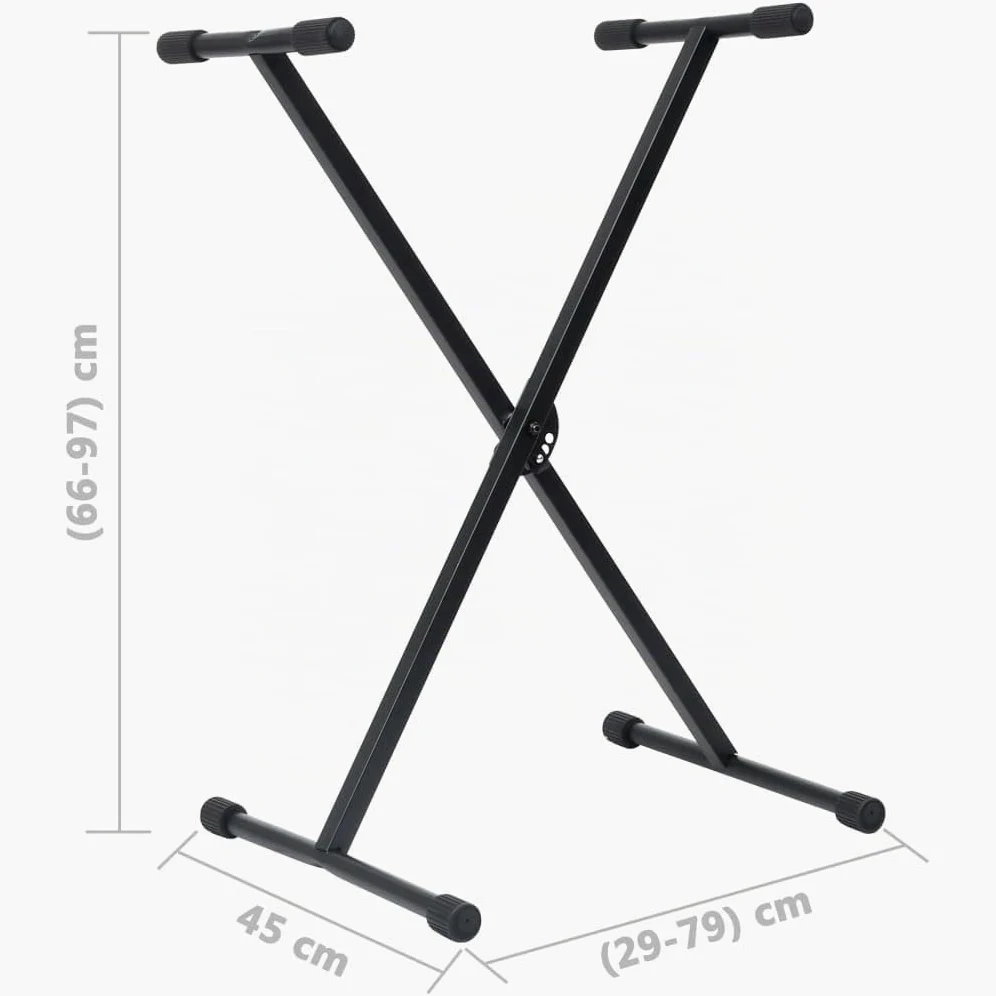 vidaXL Supporto per Tastiera Set con Sgabello Gambe Sostegno Base Appoggio Seduta Porta Pianola Stand Accessori Musica Strumenti Nero