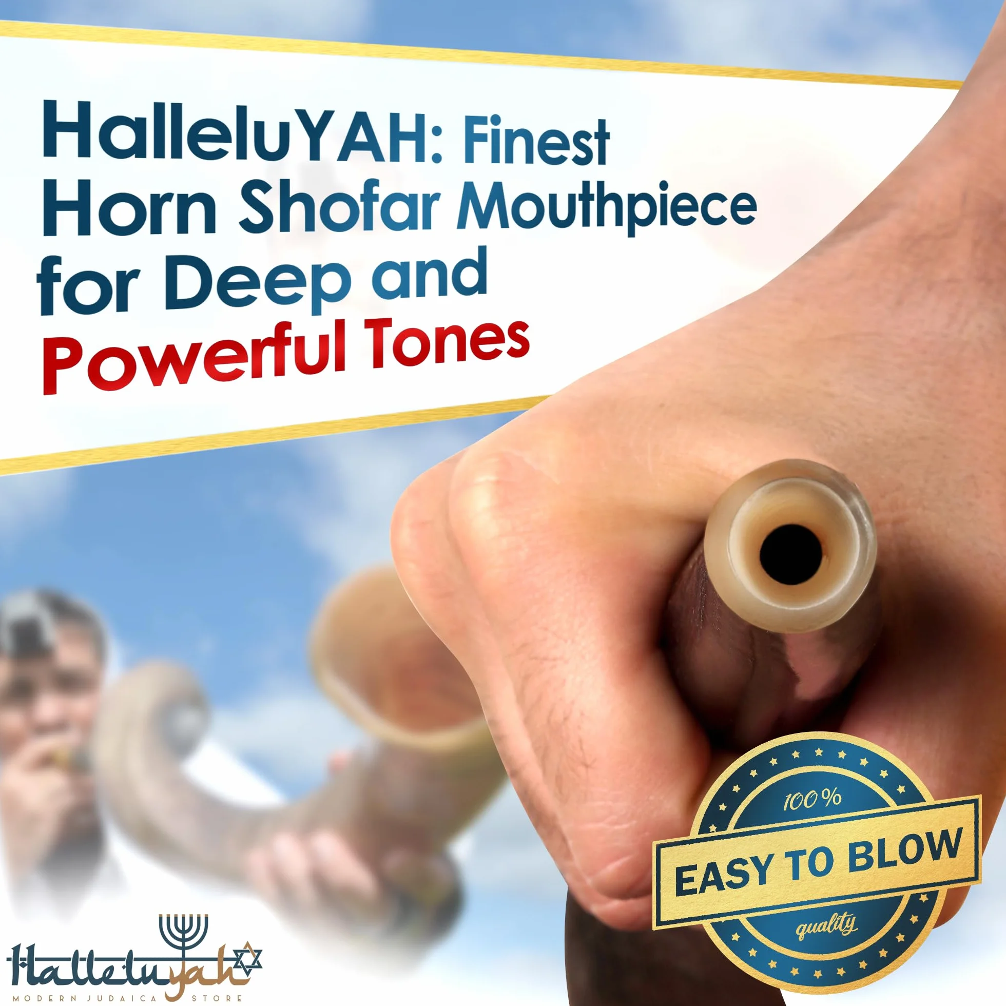 HalleluYAH Kosher Kudu Shofar semi-lucidato originale | Da Israele