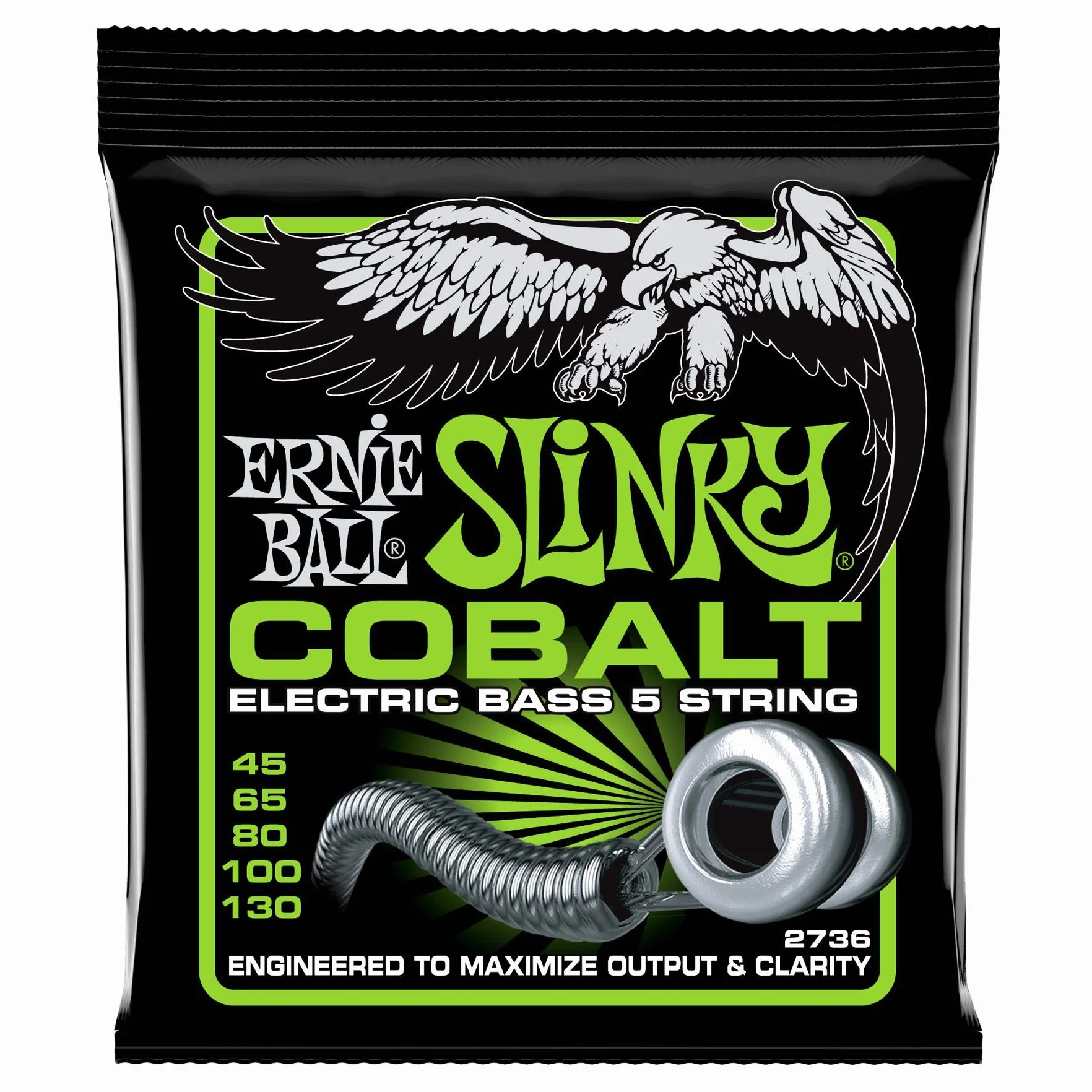 Ernie Ball, Bass 5 Slinky Cobalt, Corde per basso elettrico, diametro 45-130