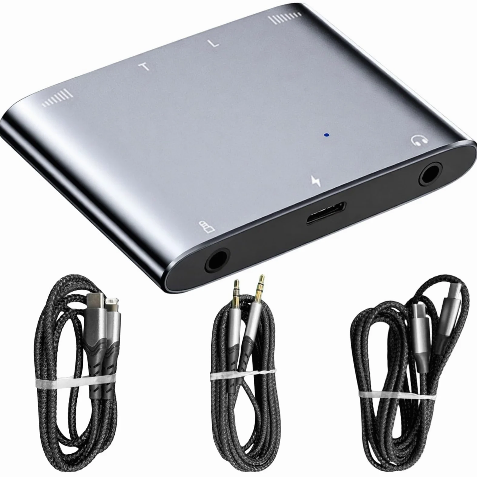 Adattatore di interfaccia audio per live streaming, convertitore di schede audio stereo doppio, lega di alluminio, audio a 32 bit e 384 kHz, ideale per cantare e registrare dal vivo