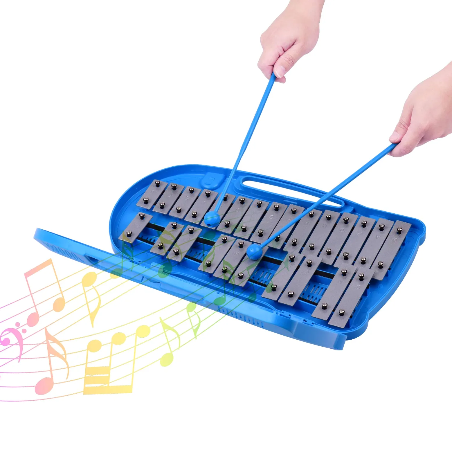 Glockenspiel Mazzuole Professionali 25 Note Glockenspiel Xilofono Strumento a Percussione Strumento di Insegnamento Educativo Precoce con Custodia in Plastica 2 Mallets per