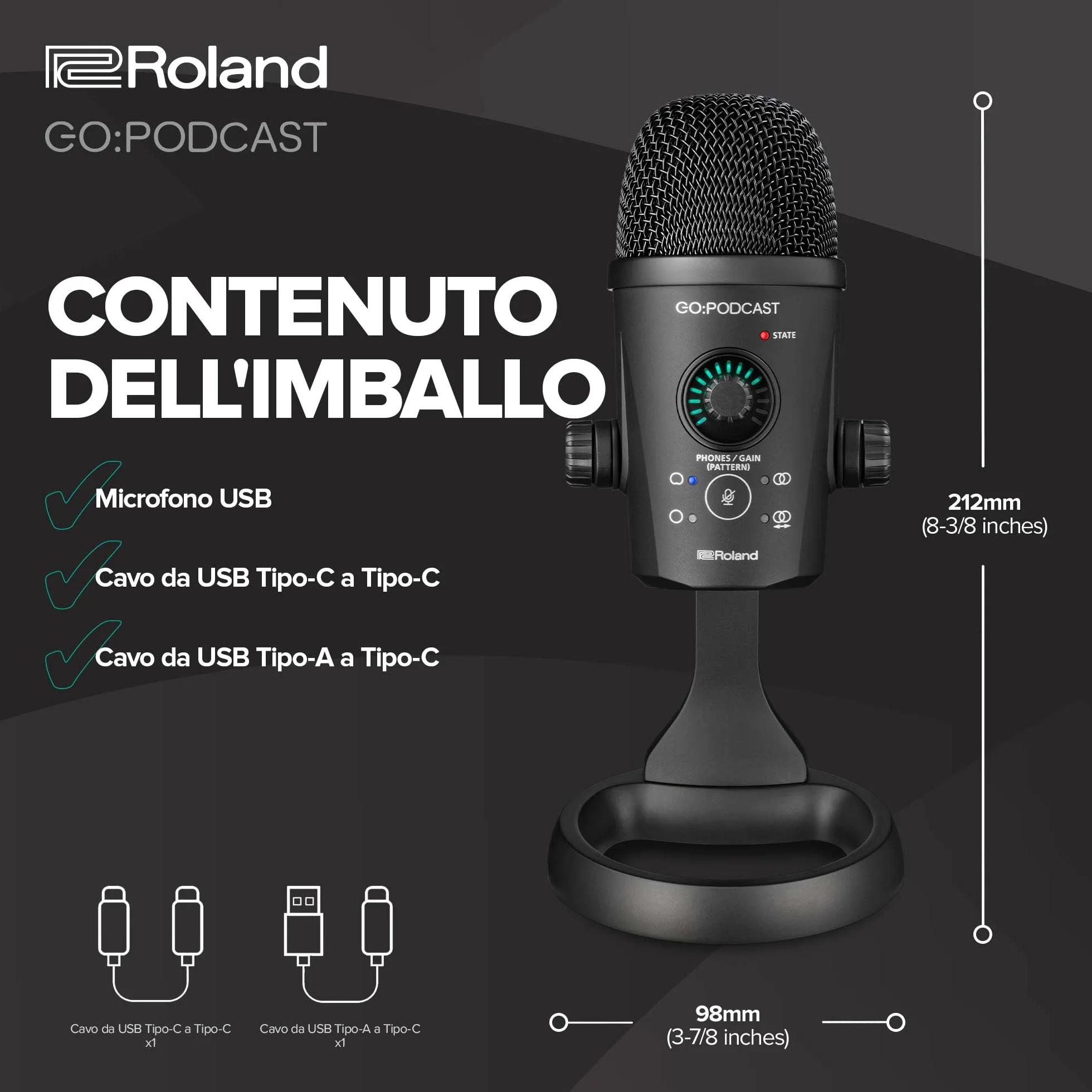 Roland GO:PODCAST Video Podcasting Studio per Smartphone | Sistema per il Livestreaming, Facile da Usare, per Podcaster, Vlogger e Altro | Video App Intuitiva | Microfono USB di Alta Qualità