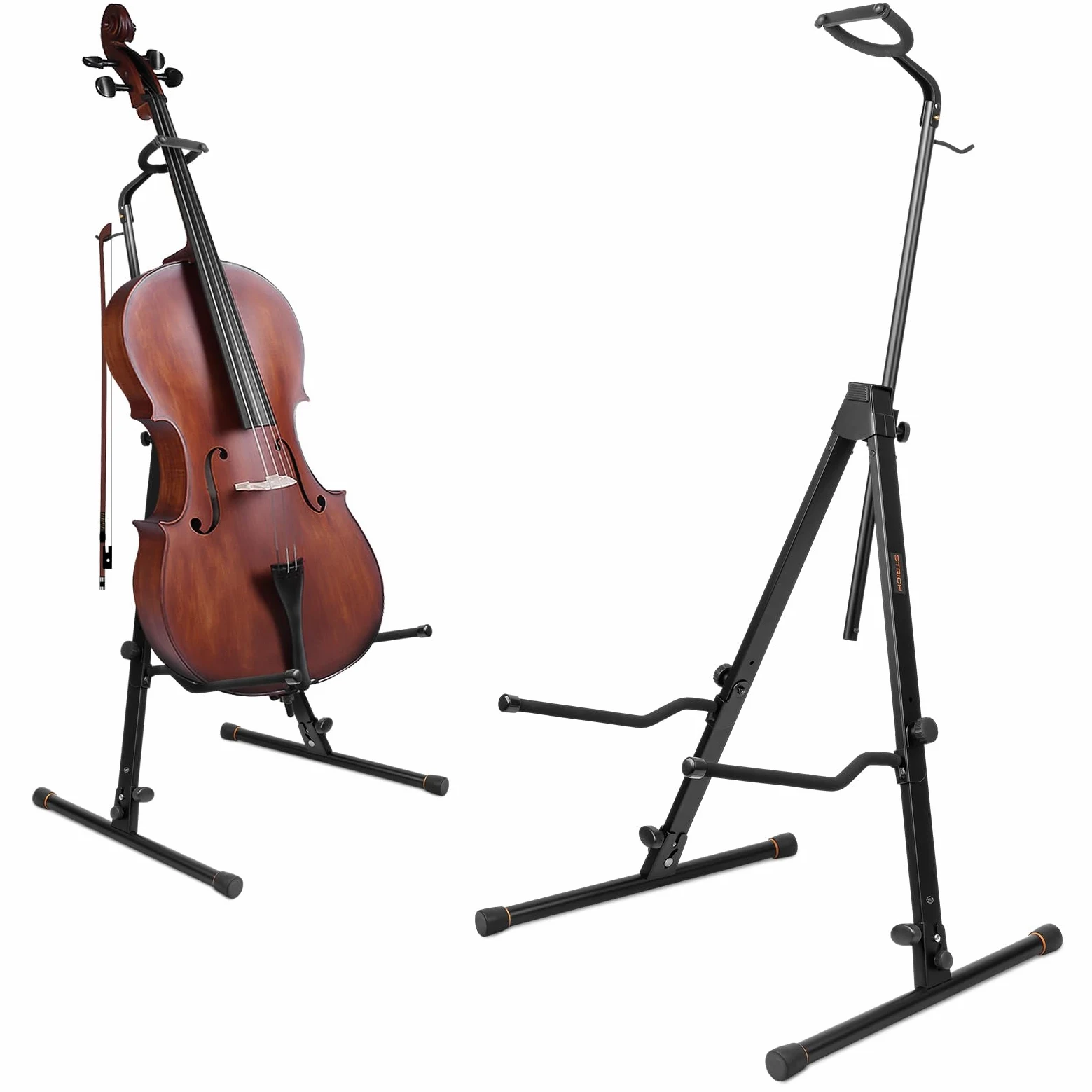 STRICH supporto regolabile per violoncello con gancio per arco, robusto, adatto a contrabbasso, violino basso, fiddle, per studio, chiese, viaggio e performance, modello SCS-10