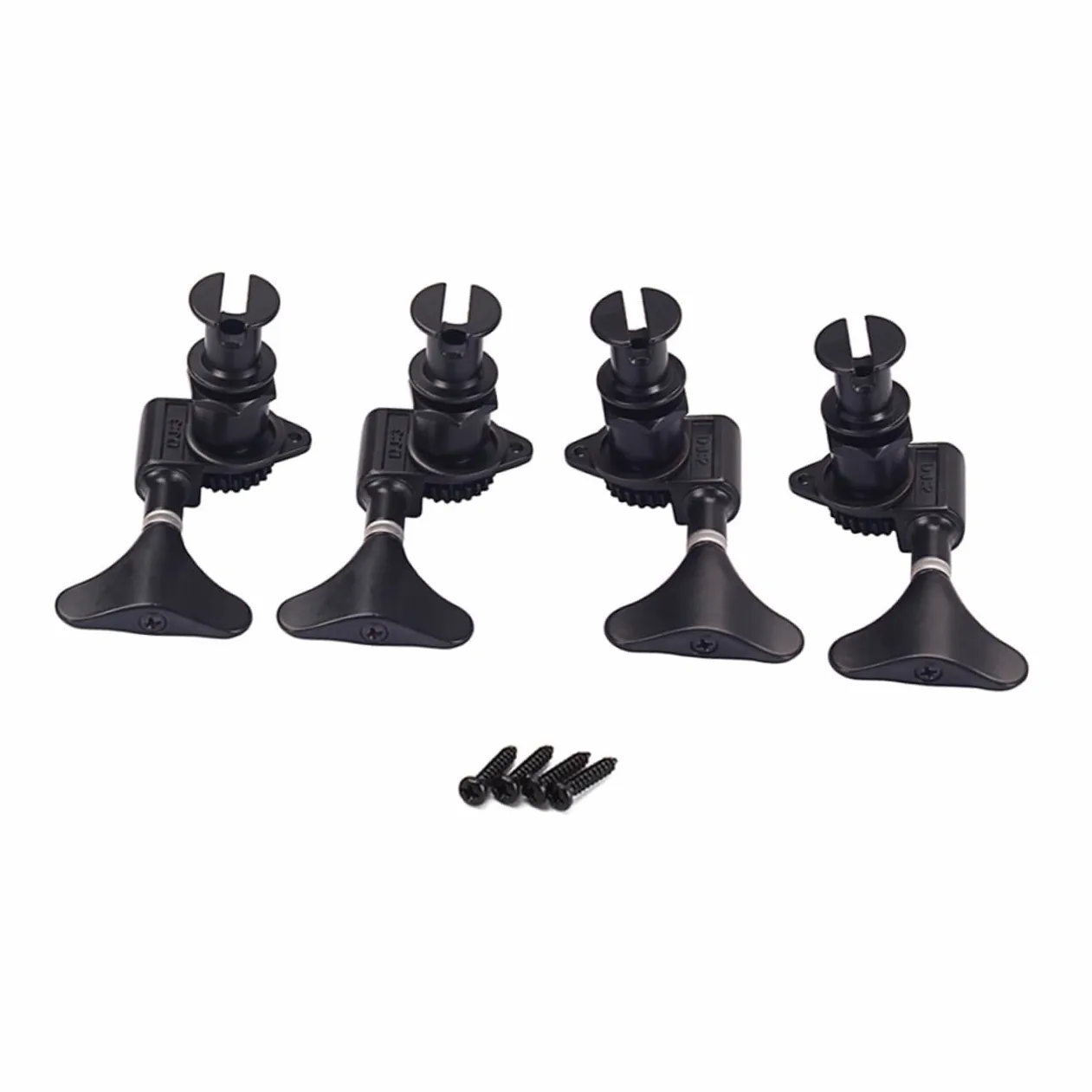 Meccaniche Sigillate per Ukulele Acustico 4 Pezzi in Metallo Nero | Modello GC117 2L 2R, Kit di Montaggio Ferrule e Viti, per Sostituzione e Messa a Punto su Ukulele Bassi