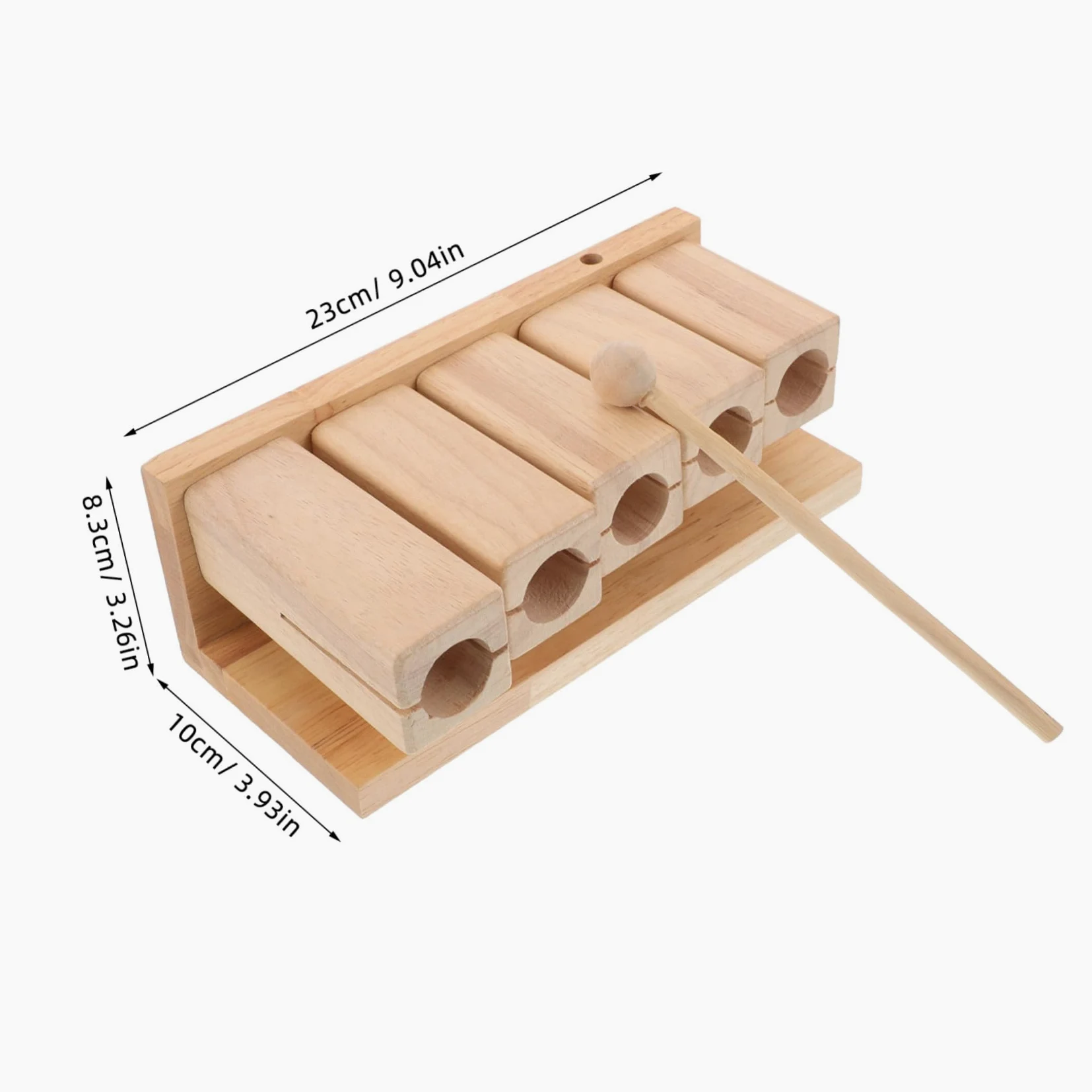 Strumento Orff Blocco Ritmico Musicale in Legno con Design Pentatonico a 5 Toni, Impugnatura Ergonomica e Martelletto per Ragazzo Ragazza in Corsi di Musica