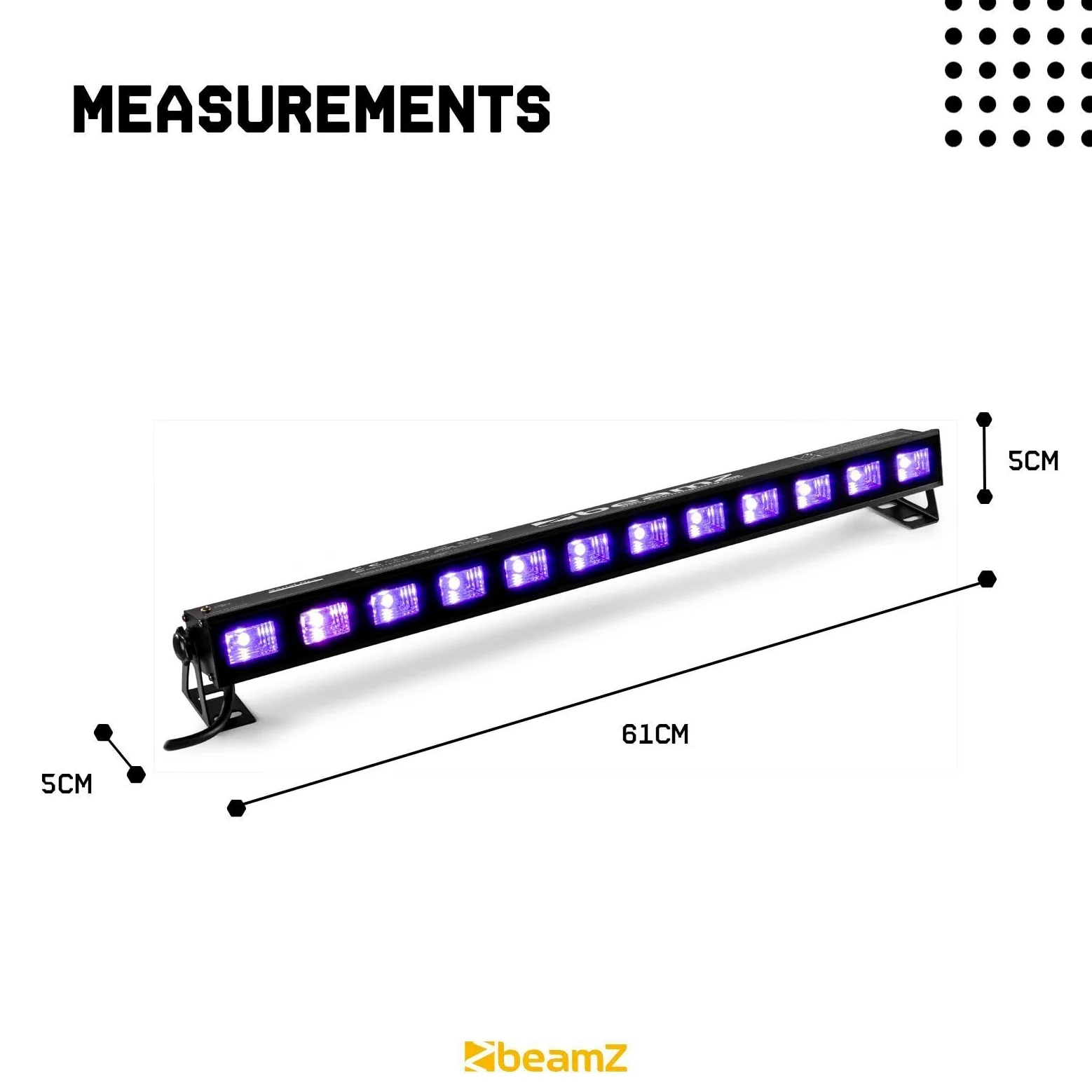 Beamz BUV183 - LED UV Bar, Luce UV 12 x 3W, Plug & Play, Consumo Energia 35W, Trasportabile, Utilizzo Multiuso