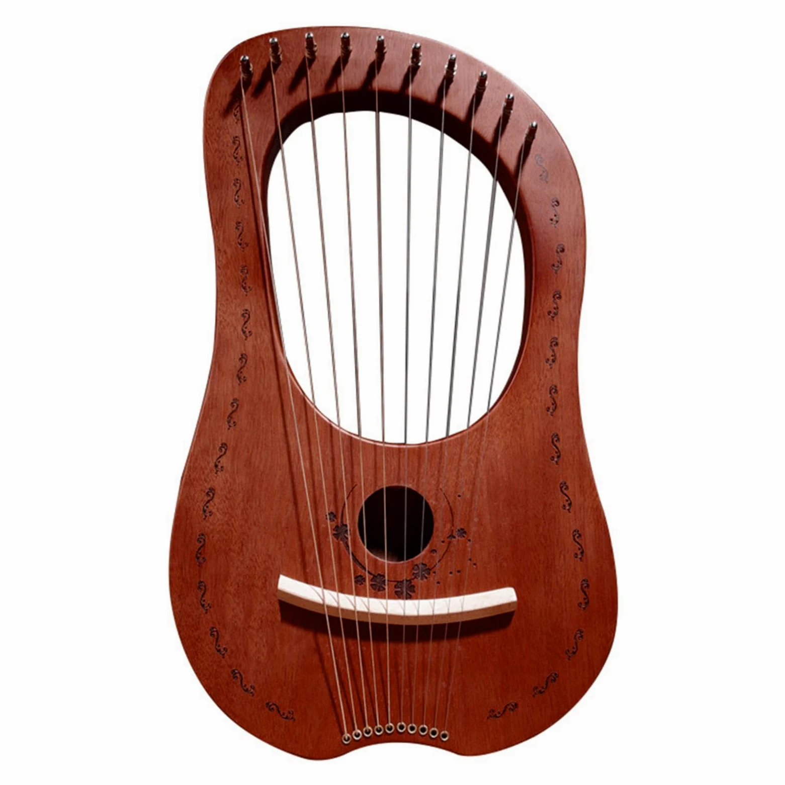 Arpa a lira, 10 corde in metallo, con bordi arrotondati, strumento | musicale in mogano per una presa più confortevole
