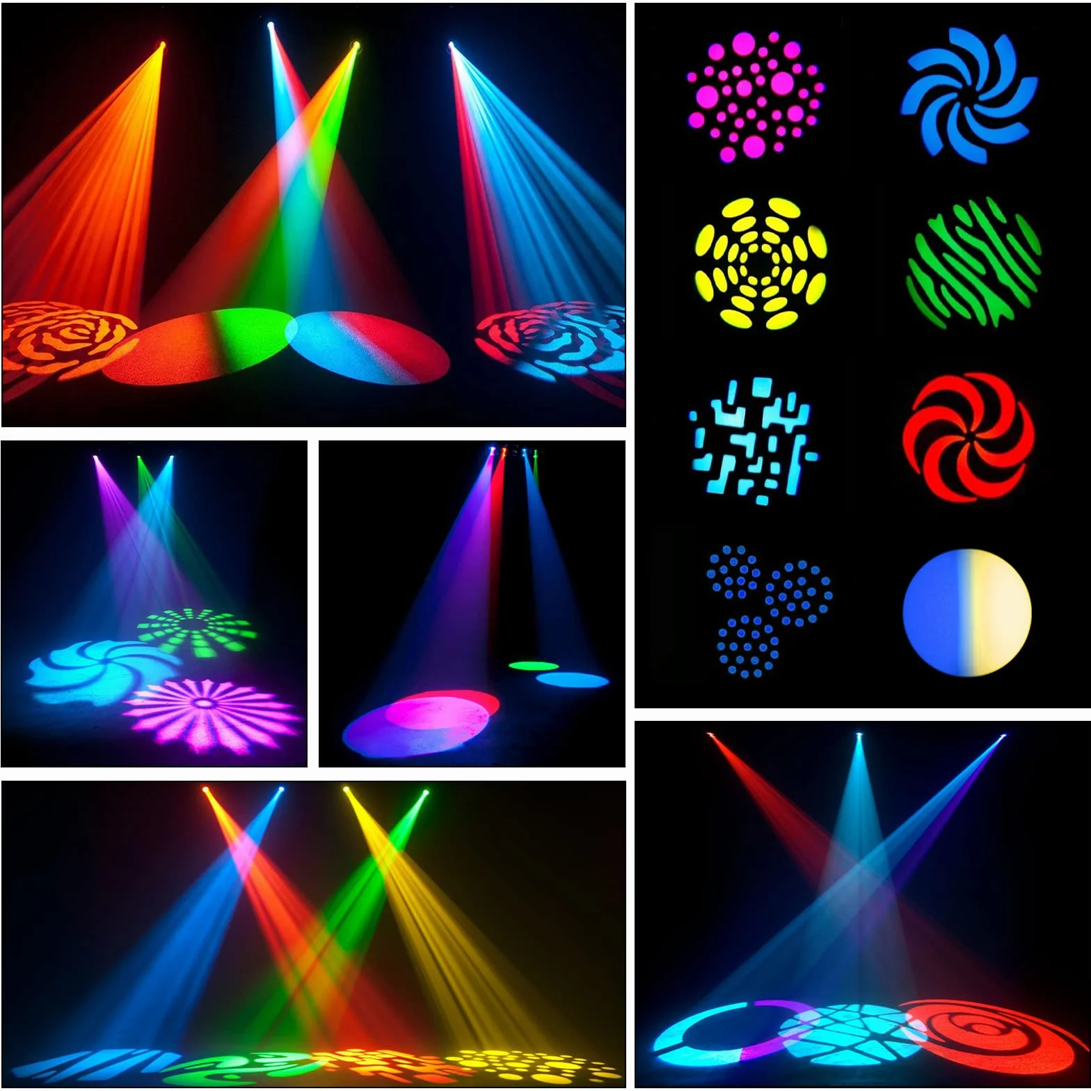 Lira LED 50 W testa mobile luce per festa 8 motivi 8 colori 9/11 CH per festa a casa, matrimonio luce (bianco)