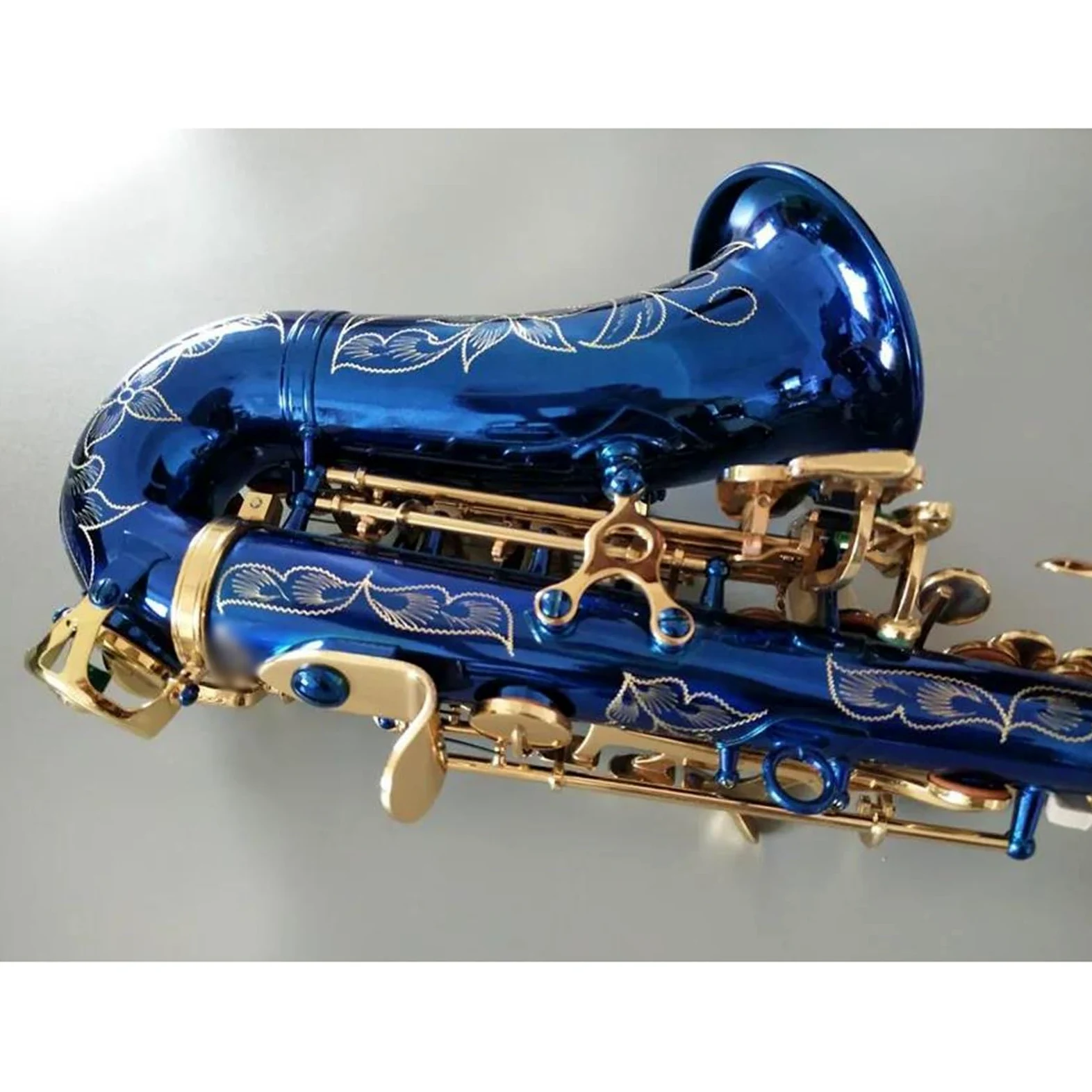 sassofono Sassofono Soprano Curvo Blu B Piatto In Ottone Nero Oro Sax Con Custodia Per Bocchino