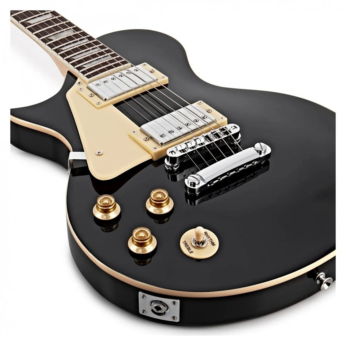 Pacchetto Chitarra Elettrica Mancini Principianti, Ampli 15W | Design Mancino con Ampli 15W e Accessori, Due Humbucker Chiusi Cromati, Top in Acero Fiammato, Manico