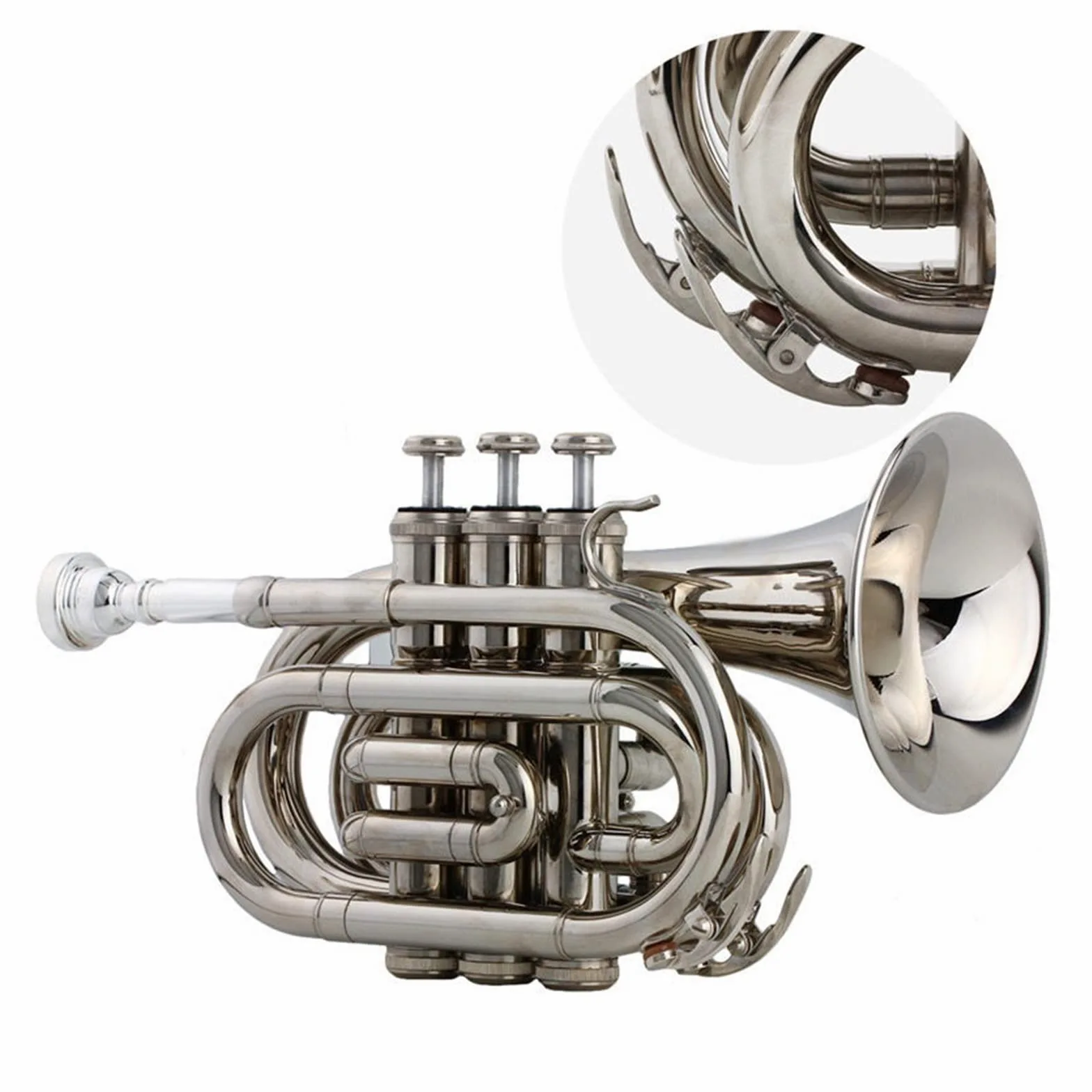Principianti Mini Pocket Trumpet Tromba Tascabile In Si Bemolle Argentata Sib Cornetta A Fiato In Ottone Nichelato Misura Palmo Argentato Tromba tascabile