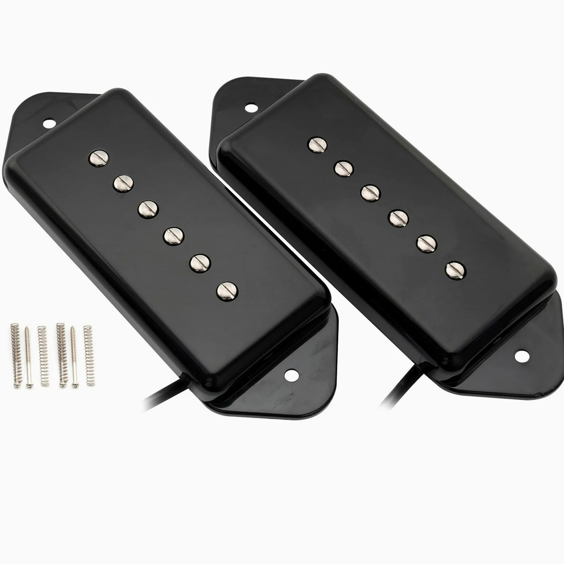 Artec ASA91 Alnico 5 P90 Dog Ear Set Pick Up Single Coil Manico Ponte Nero | per Chitarra Elettrica