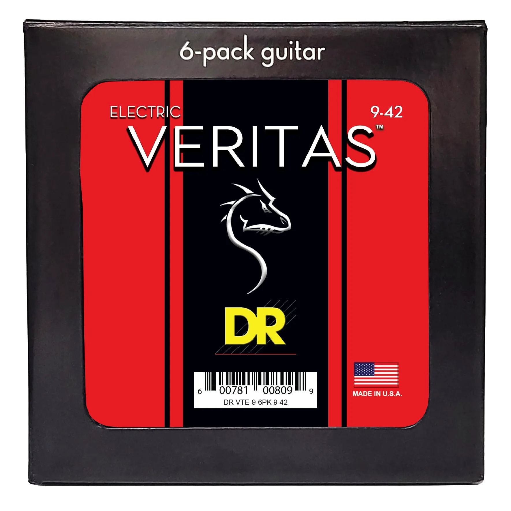 Veritas - Corde per chitarra elettrica, non rivestite, accurate Core Technology, leggere, 9-42 (confezione da 6)