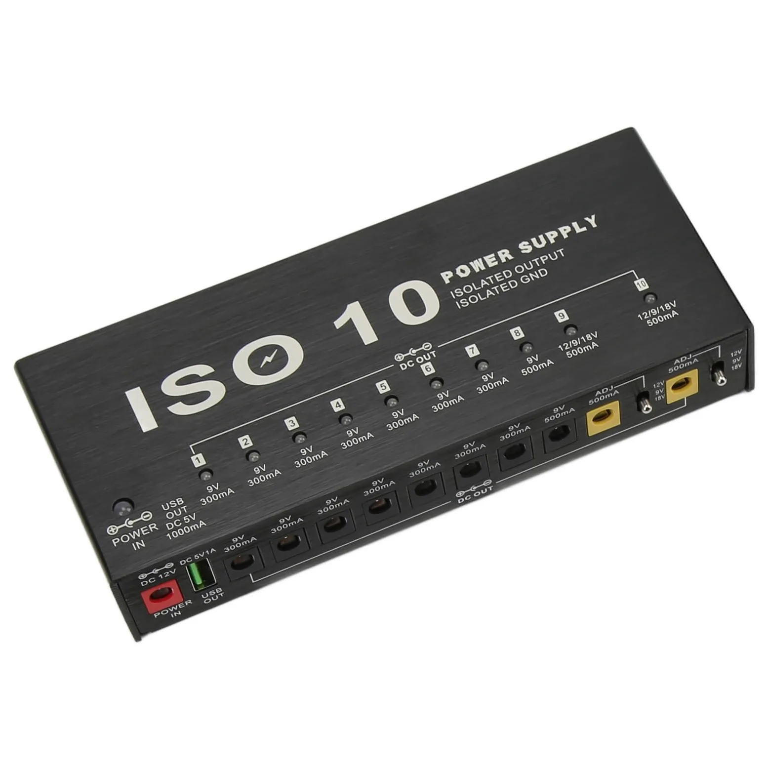 Alimentatore per Pedale per Chitarra, Alimentatore per Effetti a 10 Uscite Uscita USB Alimentatore per Pedaliera Isolato Alimentatori Multieffetto Accessori per Tastiera (Spina