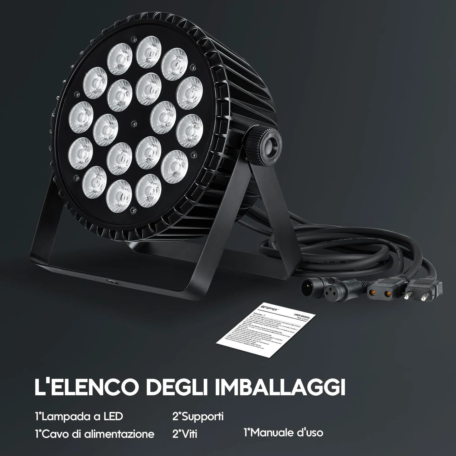 BETOPPER PAR LED 18×18W, 6-in-1 RGB+Ambra+ Lime+UV Luci Discoteca(CRI/RA>95), Luce Nera Strobo/Wash, DMX512/Auto/Suono/Master-Slave, per DJ, Feste, Matrimoni, Club (1)