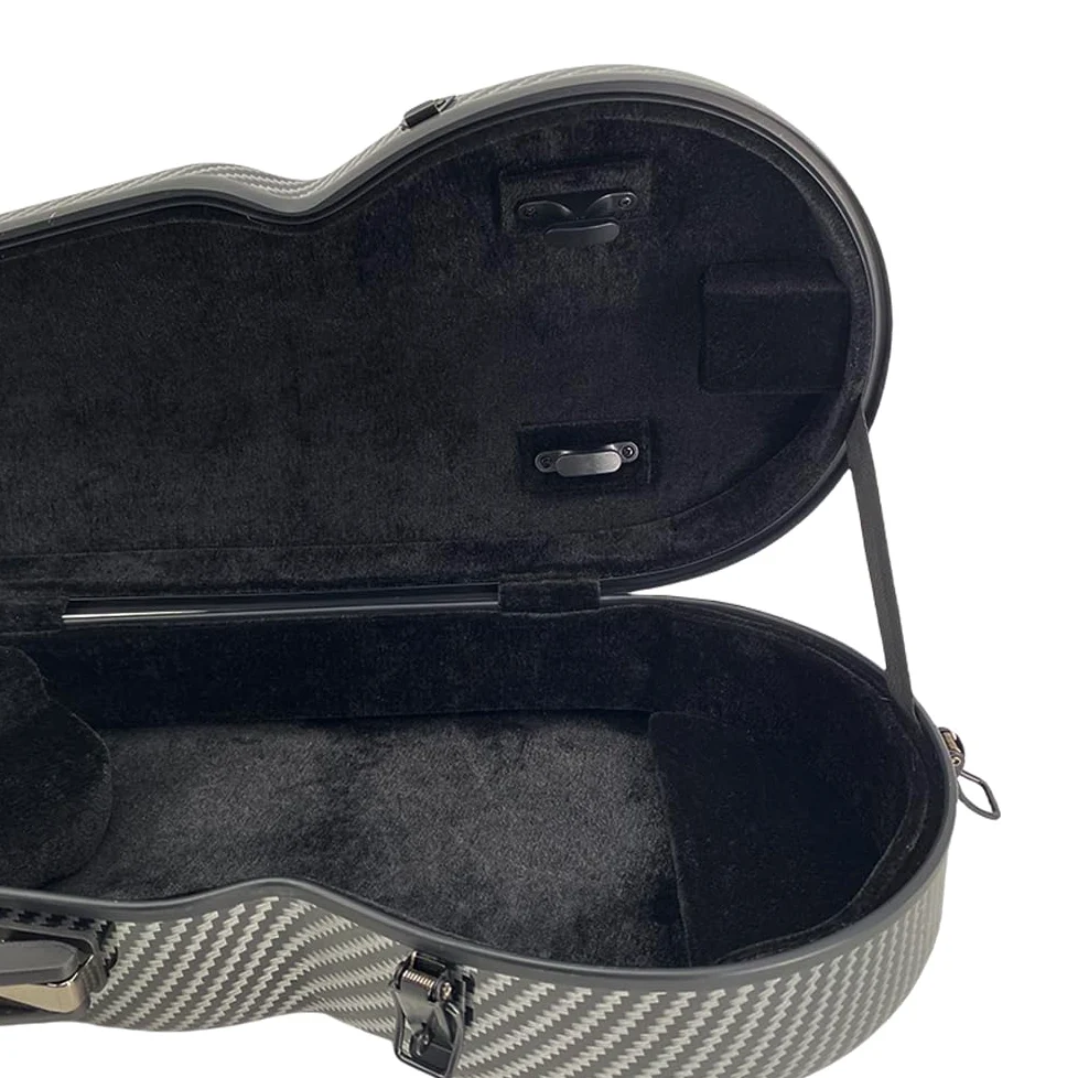 Custodia rigida per violino 4/4 in carbonio composito, da viaggio, imbottitura a sospensione, cinghie per zaino, struttura ultraleggera, protezione, impermeabile, durevole (nero)