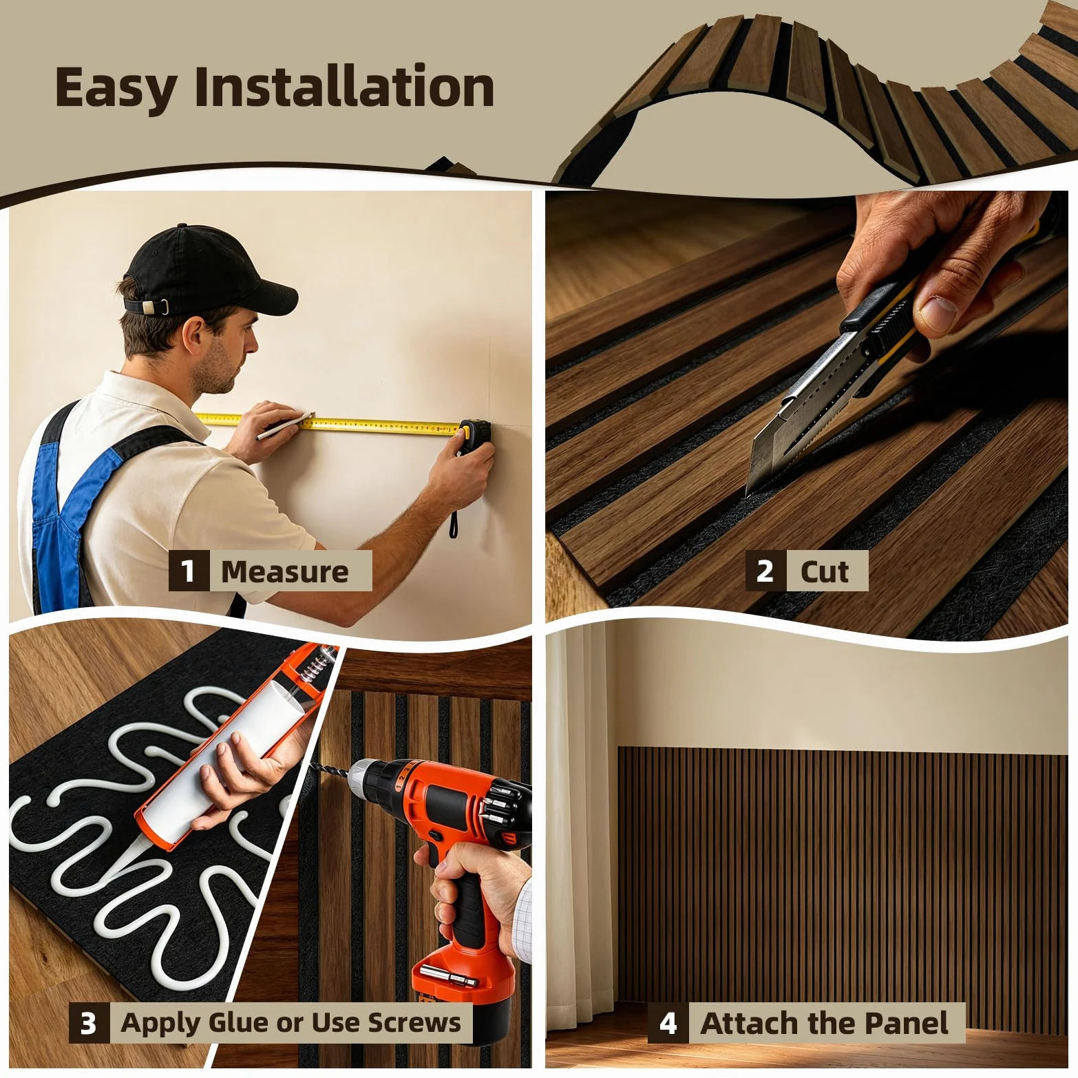 Vieshful Set da 20 Pannelli MDF Legno Acustici Flessibili 28x40cm Noce | Doghe Parete per Colonne e Curve, Pannelli 3D per Ridurre l'Eco e Migliorare l'Acustica, Decorazione Fai-da-Te
