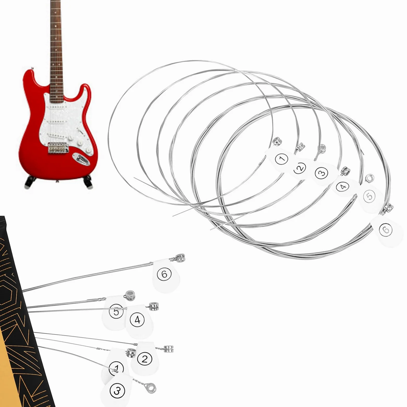 Corde per chitarra elettrica, 6 pezzi, 10-46 corde in acciaio ad alto tenore di carbonio, corde per chitarra a 6 corde