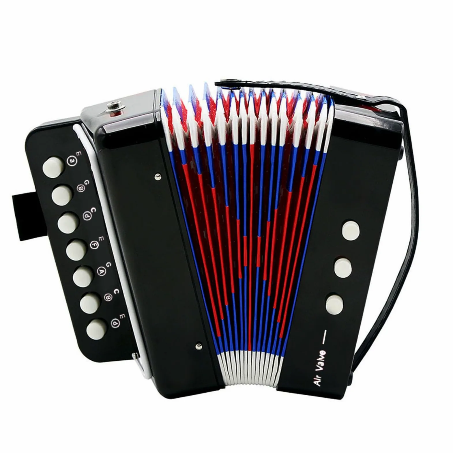 TISHITA Fisarmonica Bambini Fisarmonica Giocattolo Strumento Educativo Mini Tastiera 7 Tasti 2 Bassi Soffietto Flessibile Struttura Durevole con Tracolla , Nero , Giocattolo