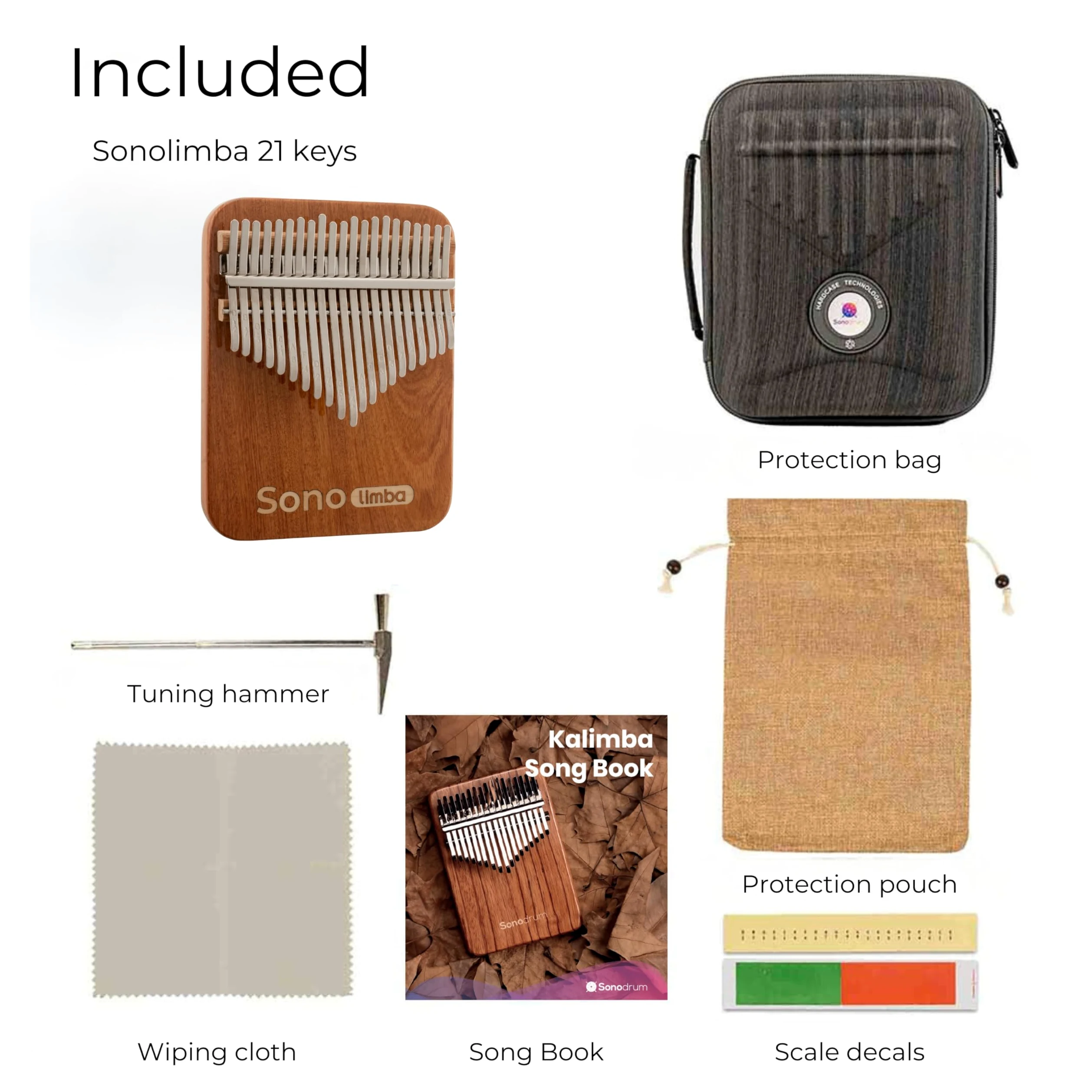 Kalimba – incluso libro di canzoni gratuito + custodia protettiva – pianoforte per pollice/pianoforte a dito/Marimba – C-Dur – facile da suonare – adatto per tutte le età (21 tasti)