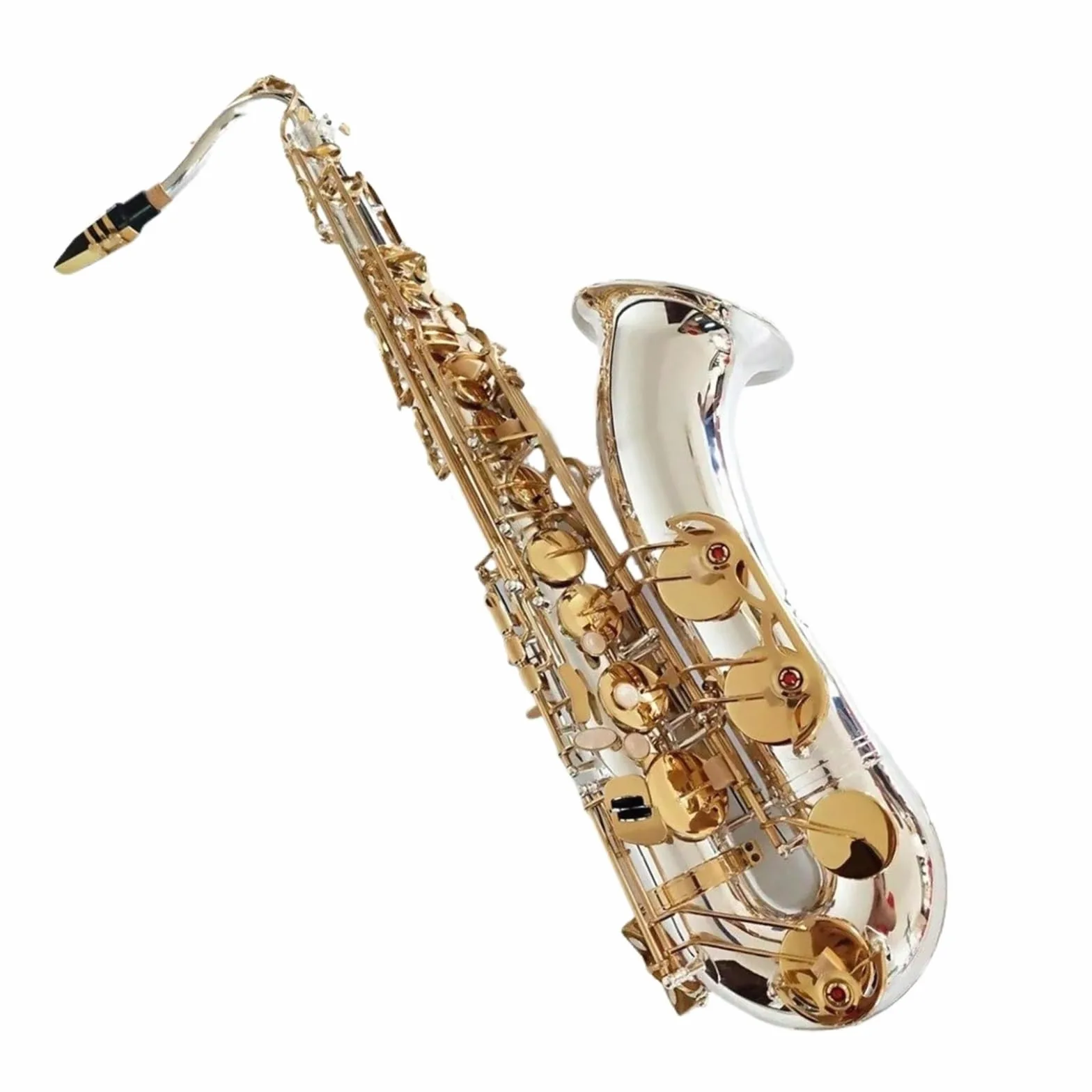 Sassofono Tenore Placcato In Argento Con Chiave In Oro Professionale Super Play Sax Con Custodia