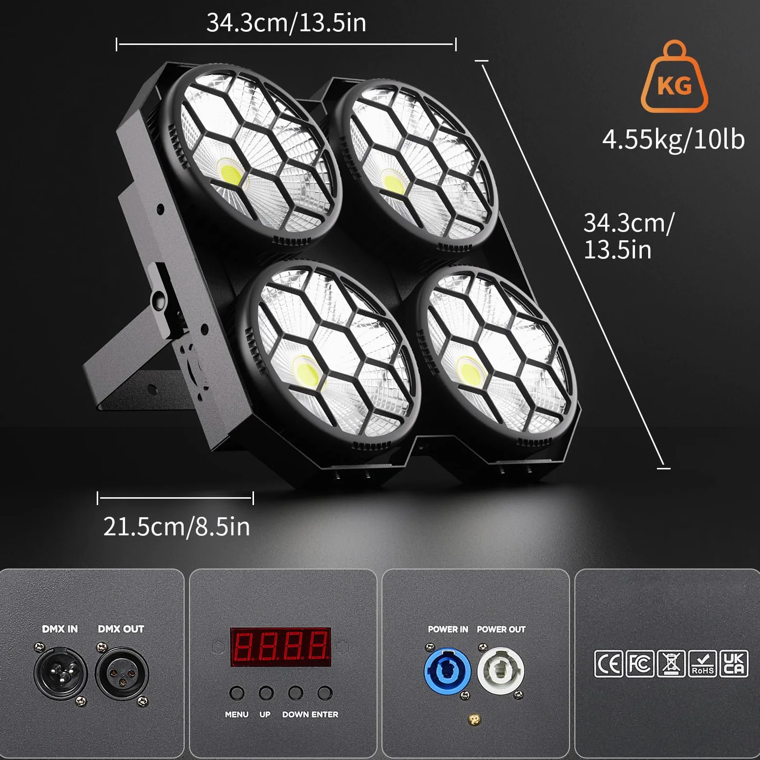 4x100W COB Par Faro Teatrale Bianco Freddo/Caldo Luci da Palco Stroboskop 25+30 Effettis Illuminazione DMX6/12CH per Festa Spettacoli Teatro Matrimonio