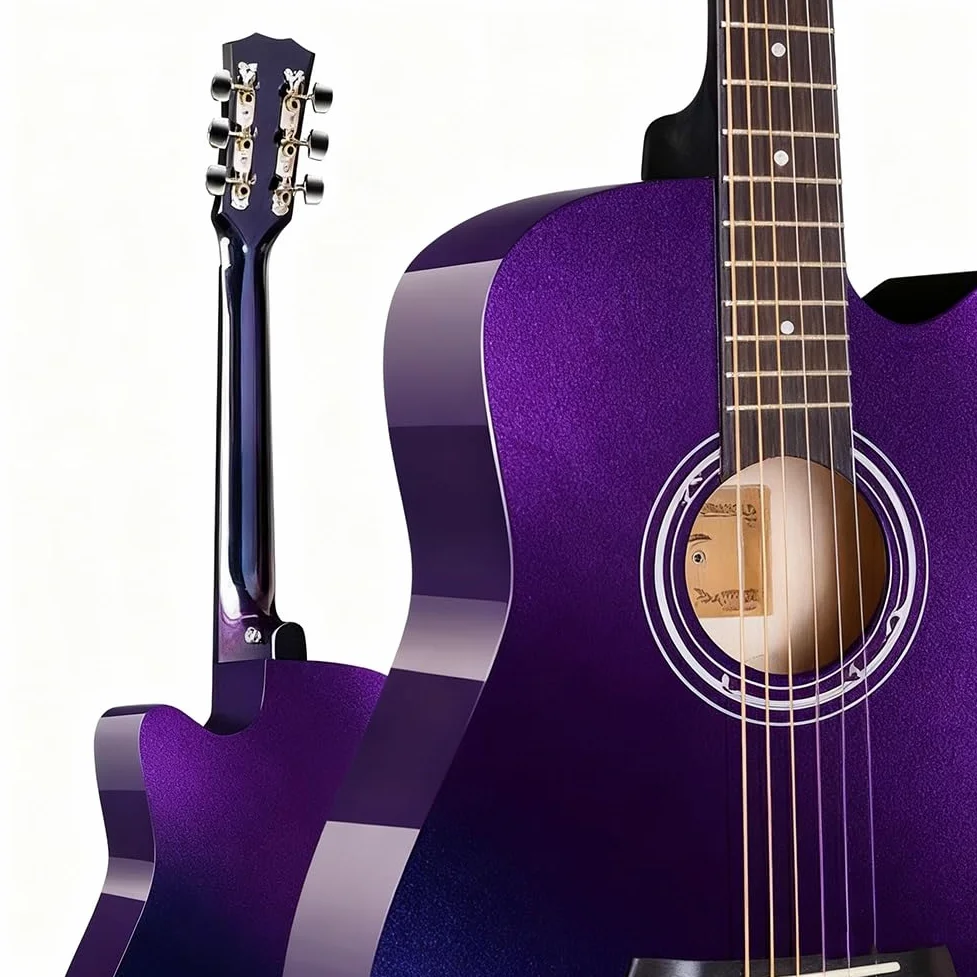 Chitarra Acustica Per Principianti Da 41 Pollici, Chitarra Classica Elettrificata Con Corde In Nylon E Spalla Mancante Con Custodia Morbida E Tutti Gli Accessori.(Viola)