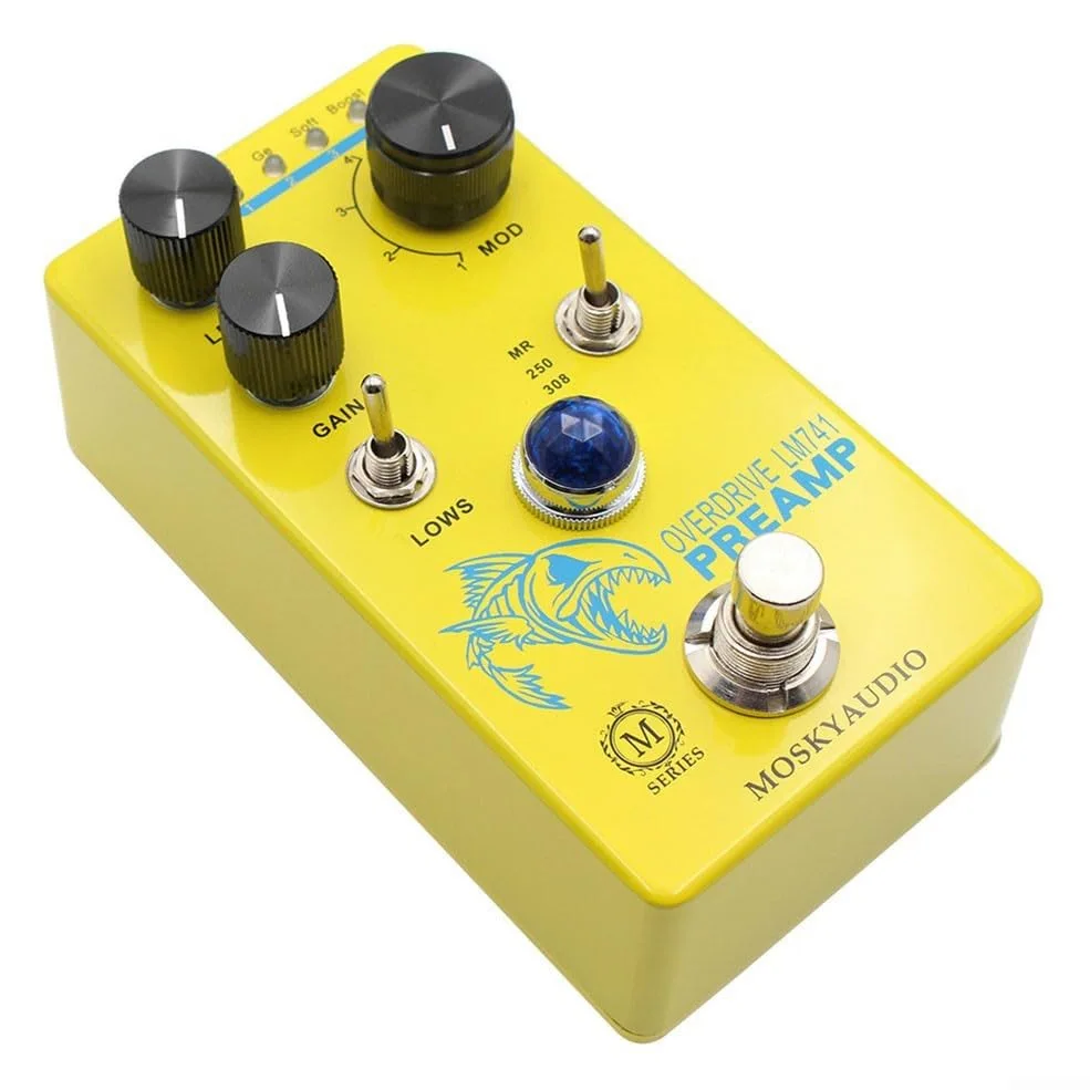 Pedale di distorsione per chitarra elettrica per mosky Overdrive Preamp 4 impostazioni Tone Shape Button Switch Modern Drive Sound Stage Studio 300g