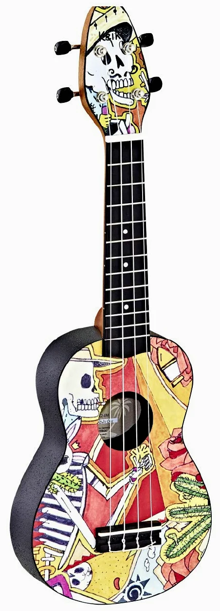Ortega Guitars Ukulele Soprano Acustico – Keiki K2 Series – Accessori Inclusi – Agathis / ABS, El Muerto (K2-EM)