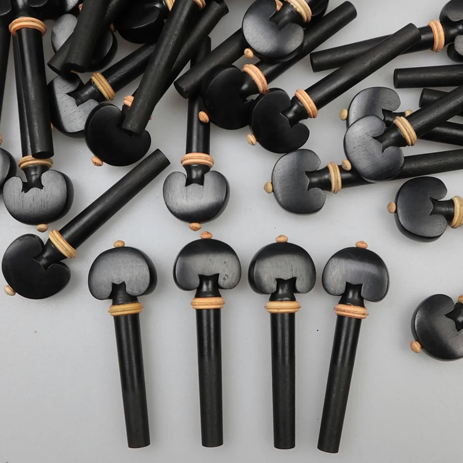 Piroli Per Violino 50 pezzi 4/4 chiavi for accordatura di corde violino, avvolgitore for, intarsi in legno ebano, anello in bosso, dimensioni standard