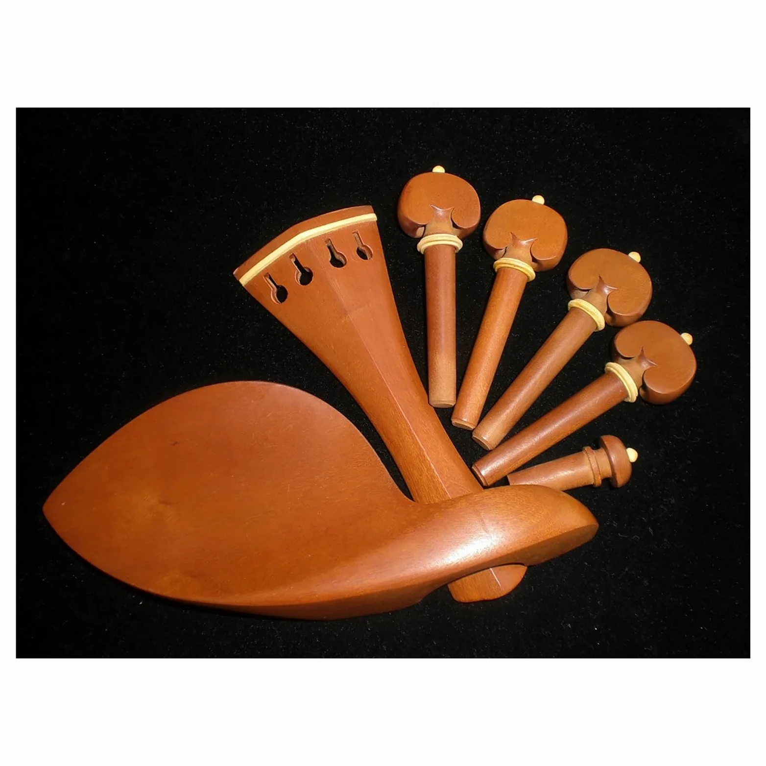 accessori per violino Set completo di accessori per violino Accordatori in legno di giuggiola Mentoniera Mandrino Cordiera Bottoni di coda Set completo intarsiato con corda di coda senza vite di bosso