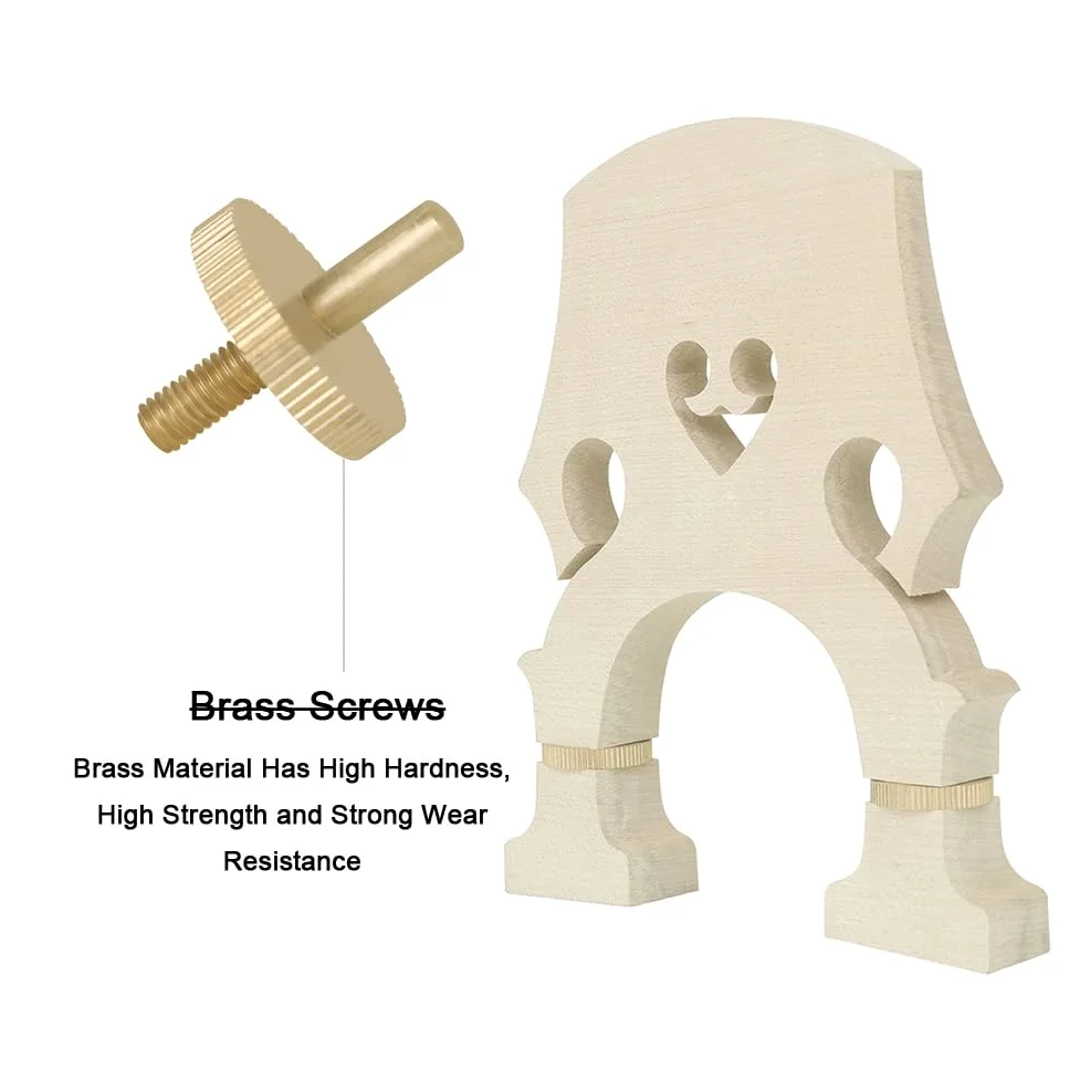 Ponte per Contrabbasso Regolabile Viti in Ottone in Legno di Acero Ponte per Contrabbasso 4/4 3/4 1/2 1/4 1/8 Accessori per Contrabbasso(4/4)