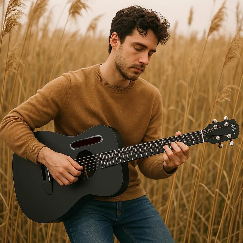 Chitarra acustica da 96 cm, per principianti, adulti, adolescenti, con kit di accessori, include custodia, accordatore, corde in acciaio, capotasto, tracolla