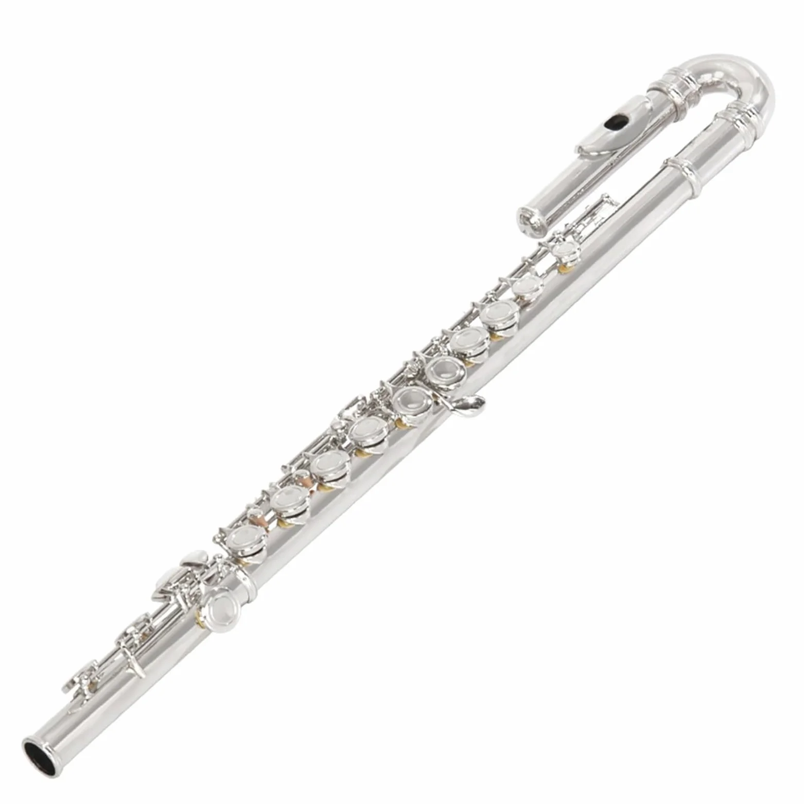 flauto traverso Flauto Curvo Placcato In Argento Flauto A Doppia Testa 16 Fori Tasto E Canzone C Coda Strumento Musicale Placcato In Argento
