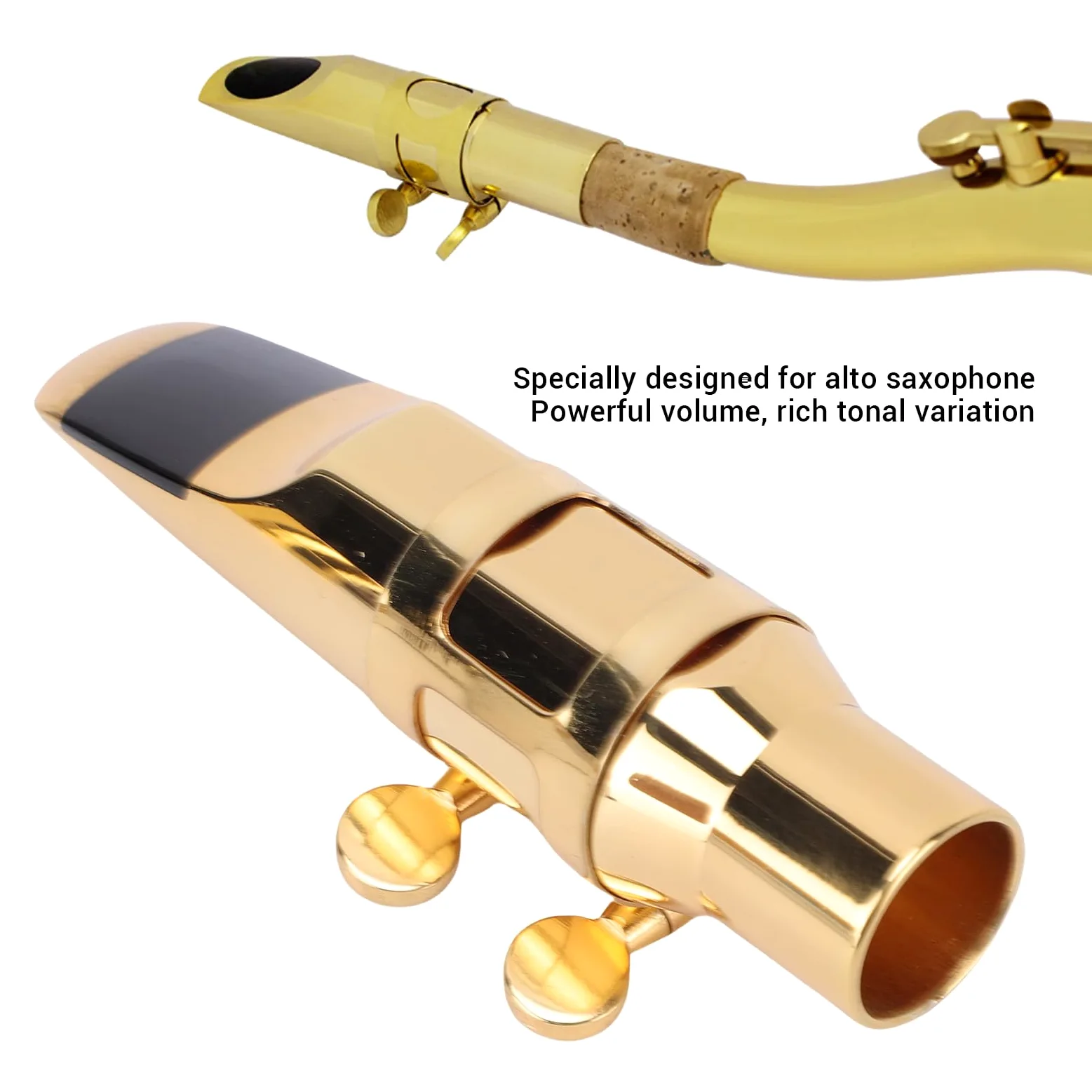 Bocchino Sassofono Alto Set C-6, Bocchino in Ottone Oro in Ottone con Legatura del Cappuccio e Borsa