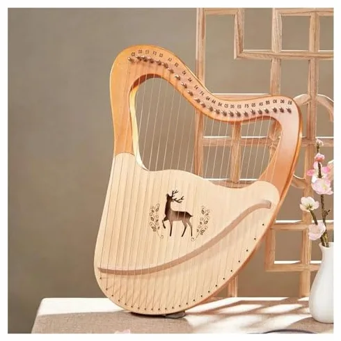 Lira a 32 corde con leva di accordatura, strumento portatile in legno, include corde di ricambio e note di tono, regalo musicale ideale per principianti