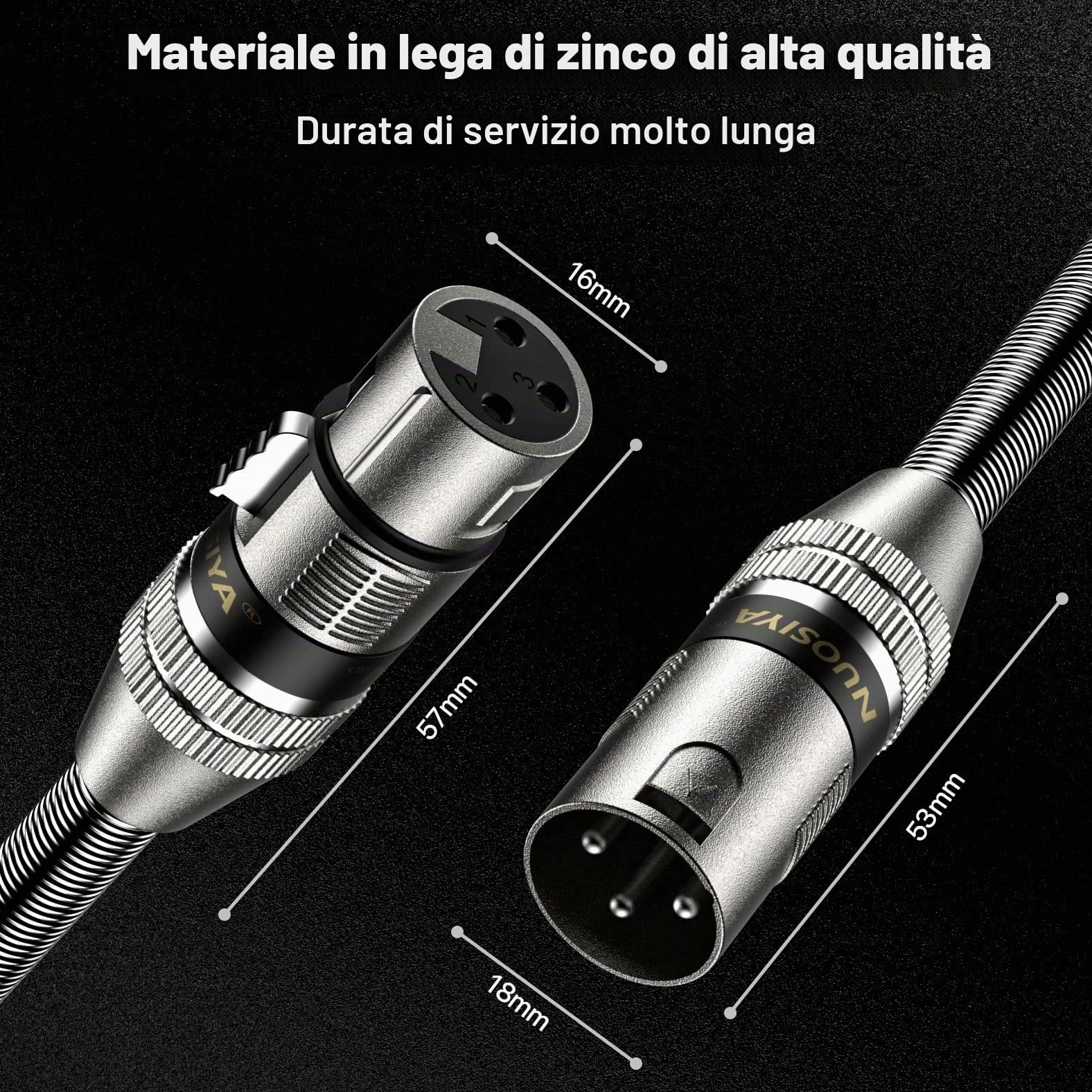 Cavo XLR Bilanciato 10m, 2 Pacchi Design SR a molla in metallo Cavo per Microfono,per Registratore da Studio, Microfono, Mixer, Sistema di Altoparlanti